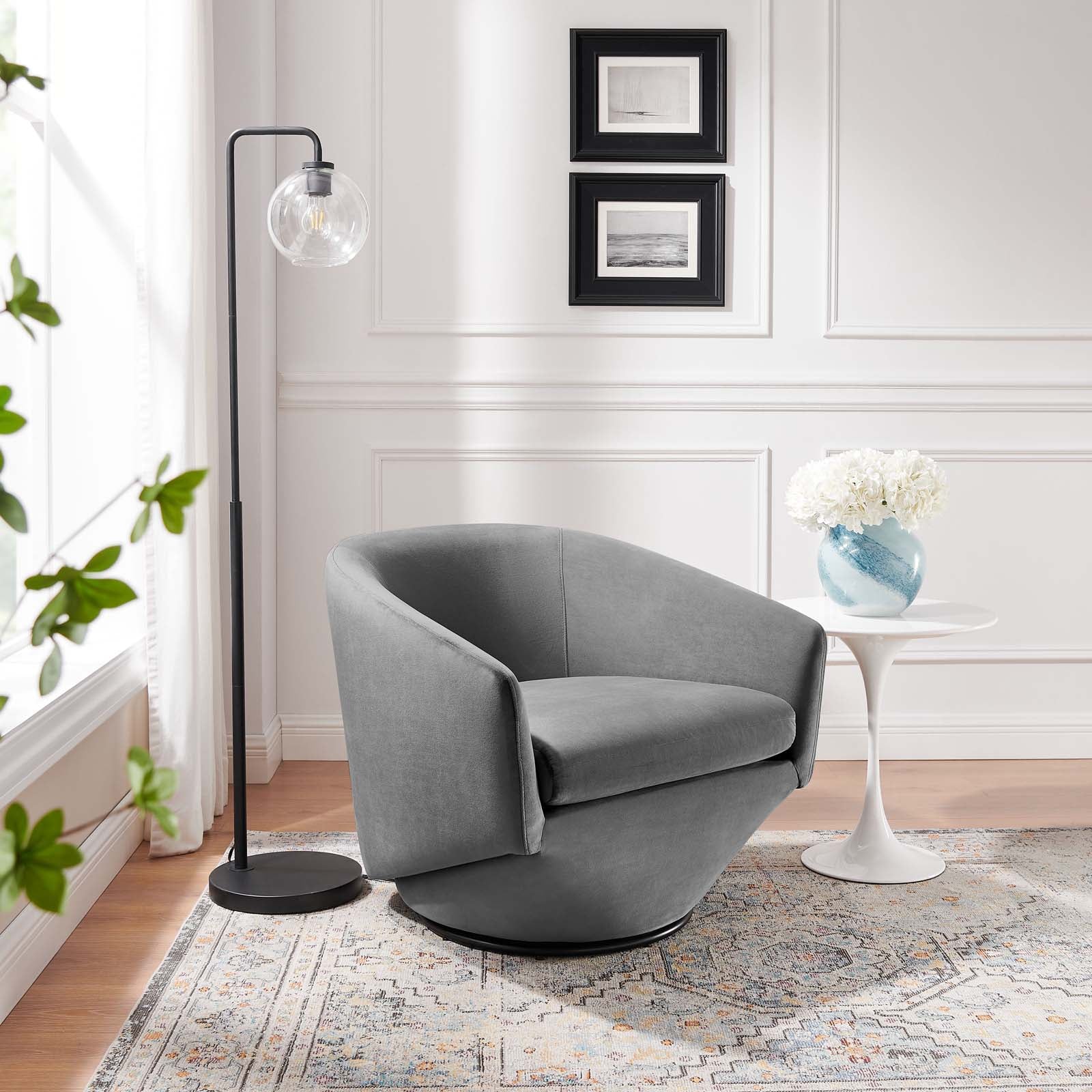 Series Performance Velvet Fabric Swivel Chair - East Shore Modern Home Furnishings