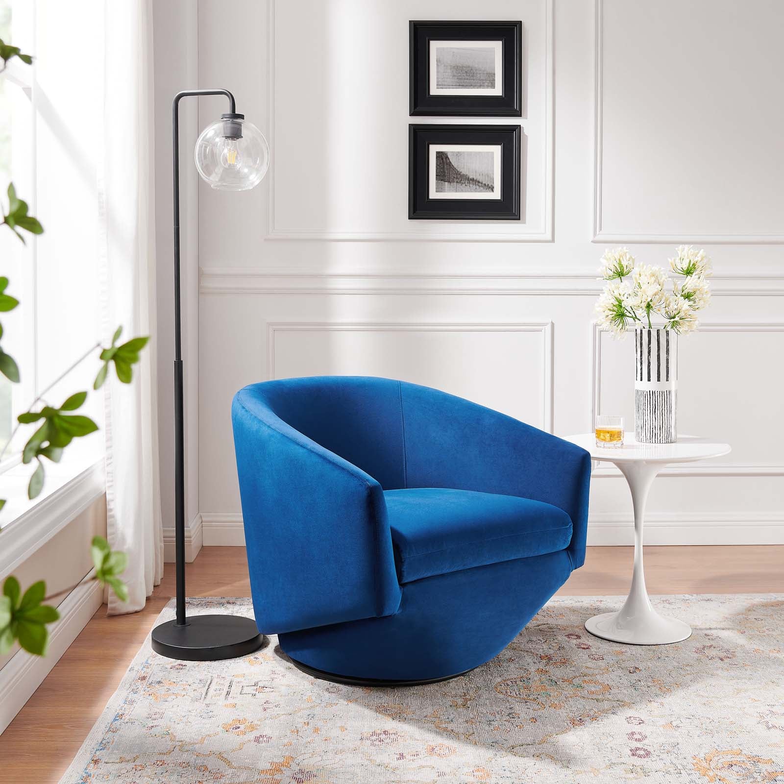Series Performance Velvet Fabric Swivel Chair - East Shore Modern Home Furnishings