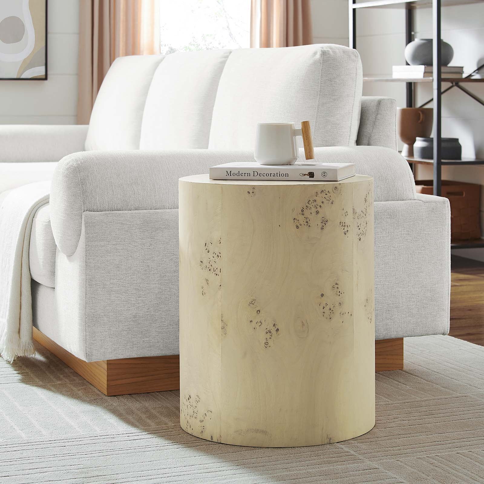 Cosmos 16" Round Burl Wood Side Table - East Shore Modern Home Furnishings