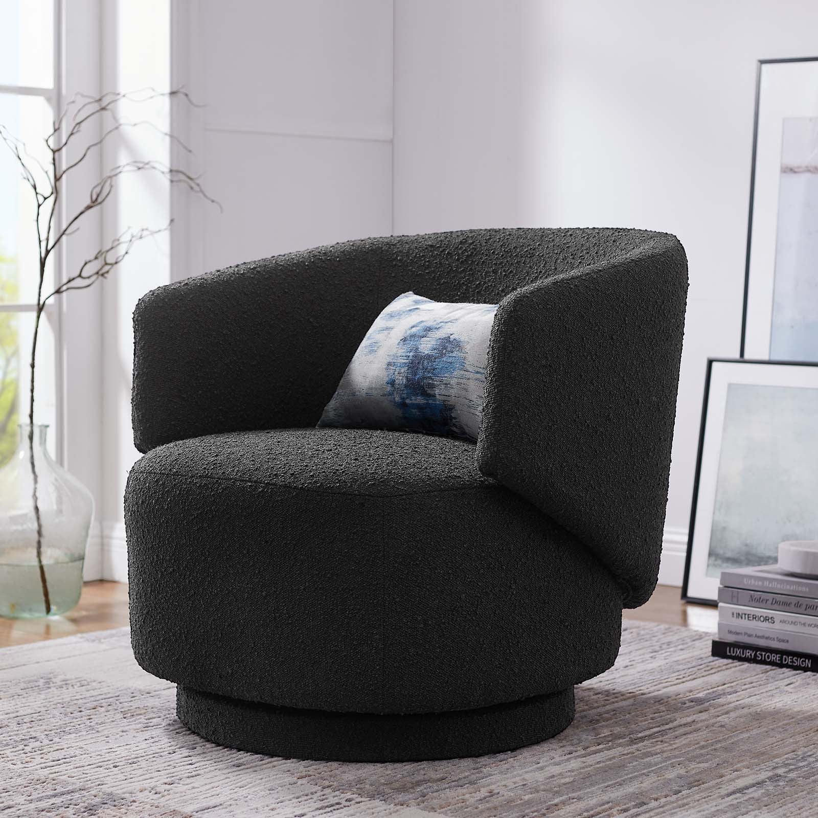 Celestia Boucle Fabric Swivel Chair - East Shore Modern Home Furnishings