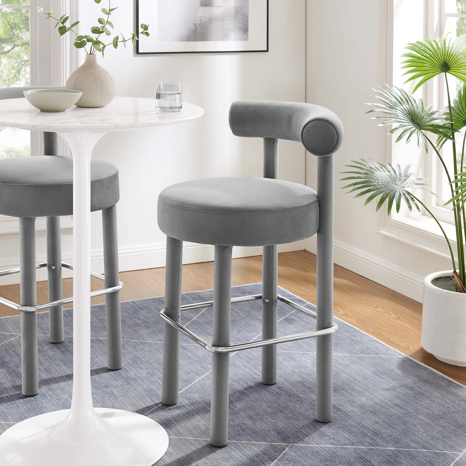 Toulouse Performance Velvet Bar Stool - East Shore Modern Home Furnishings