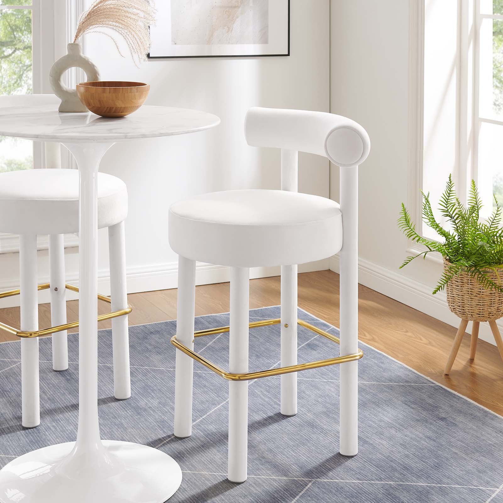 Toulouse Performance Velvet Bar Stool - East Shore Modern Home Furnishings