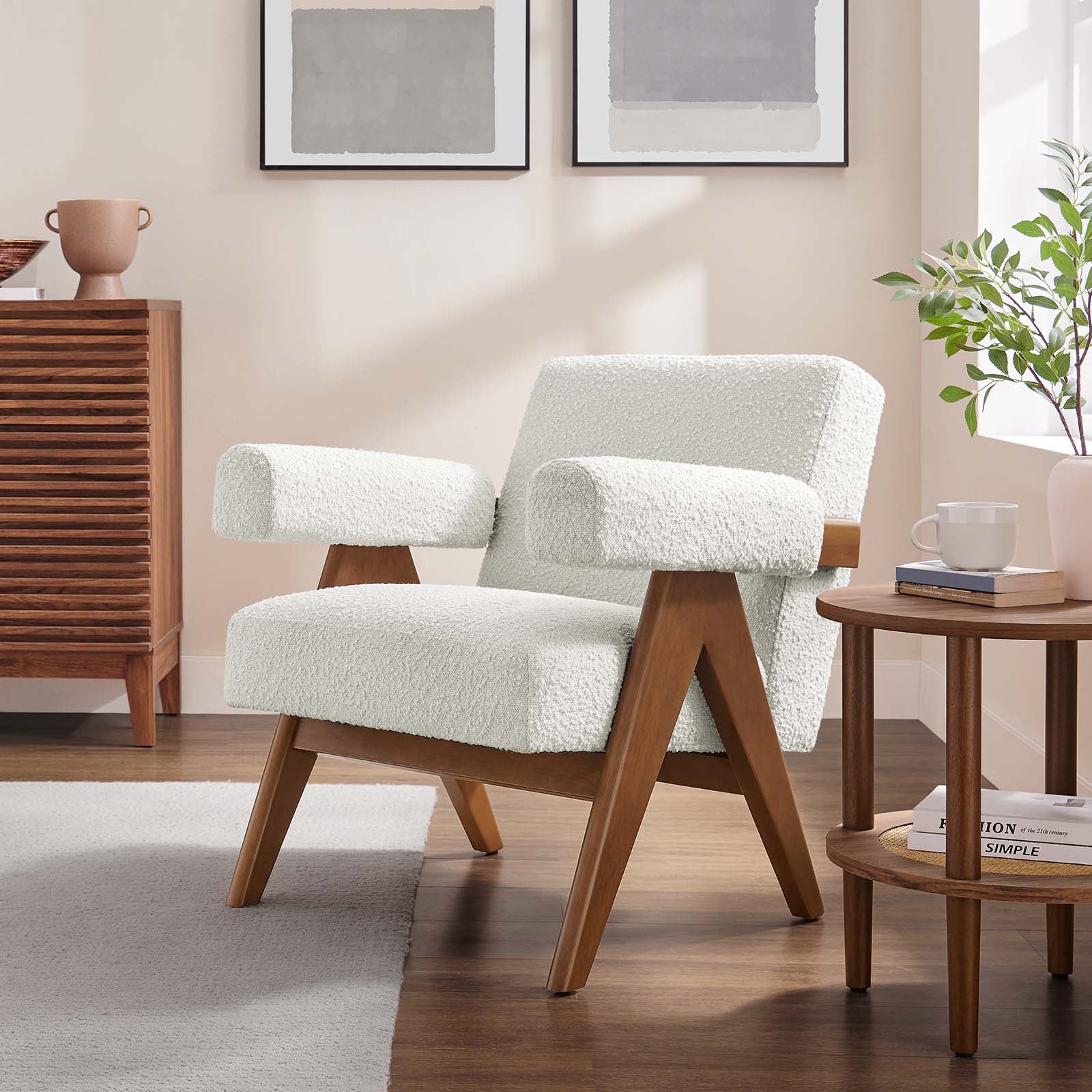 Lyra Boucle Fabric Armchair - East Shore Modern Home Furnishings