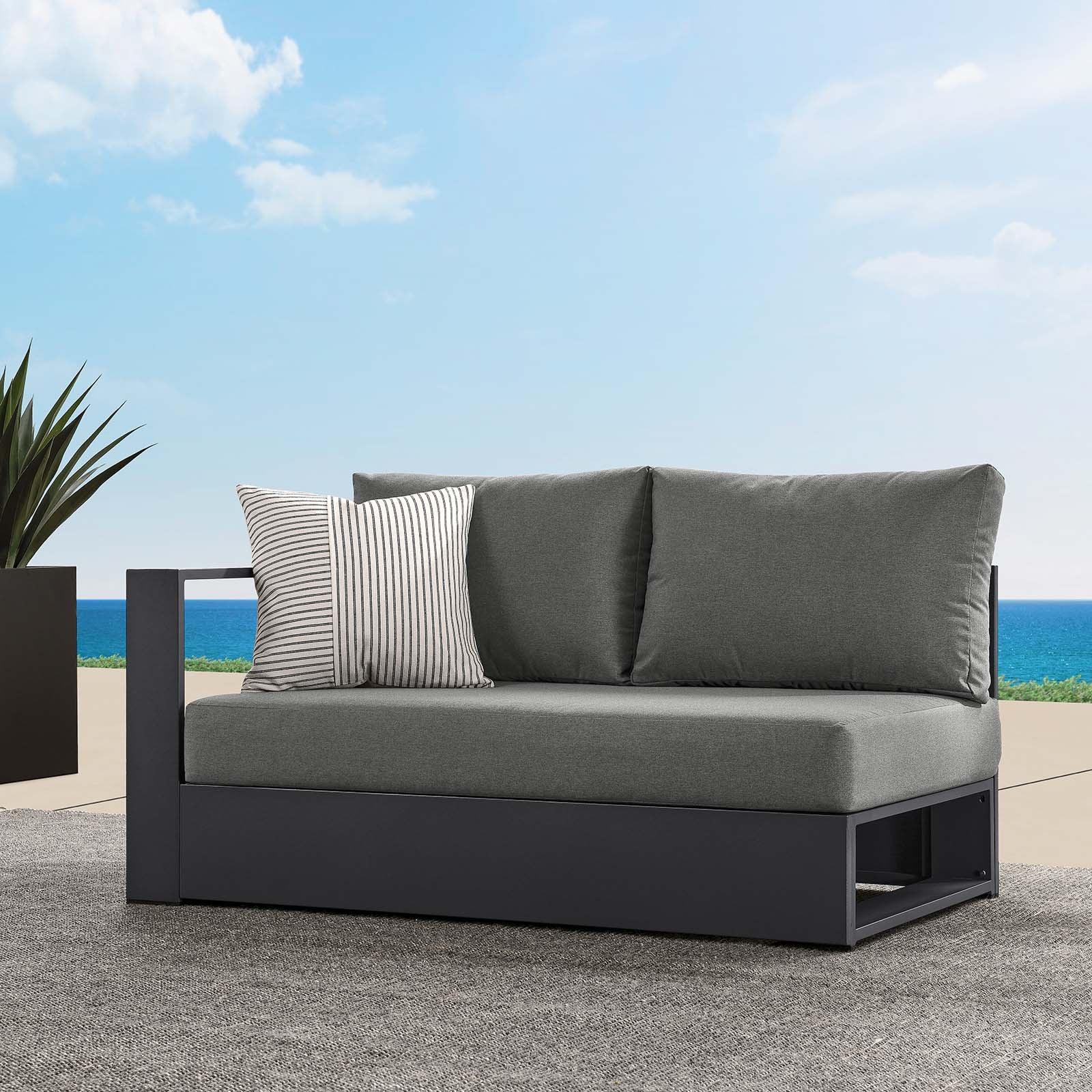 Tahoe Outdoor Patio Powder-Coated Aluminum Modular Left-Facing Loveseat - East Shore Modern Home Furnishings