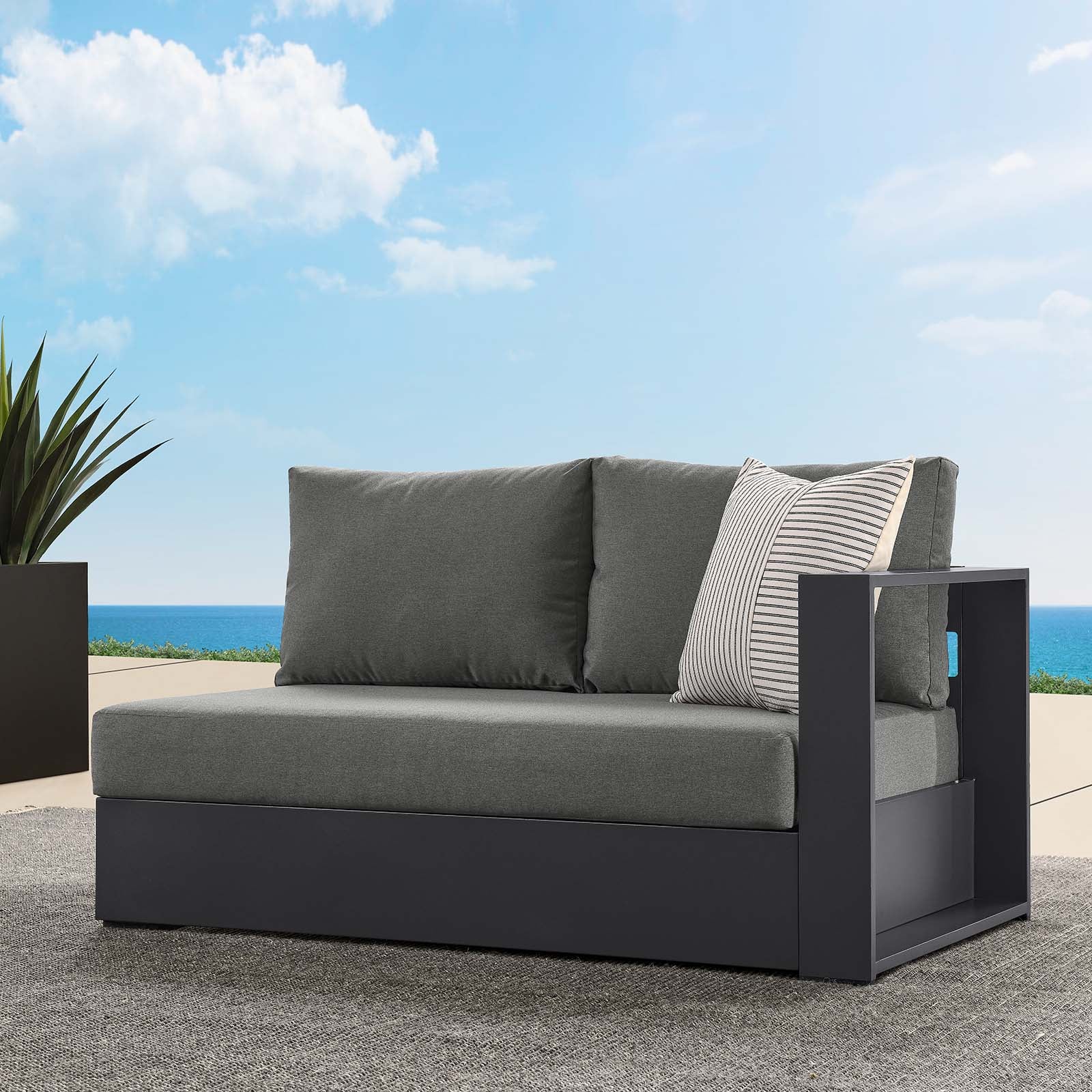 Tahoe Outdoor Patio Powder-Coated Aluminum Modular Right-Facing Loveseat - East Shore Modern Home Furnishings