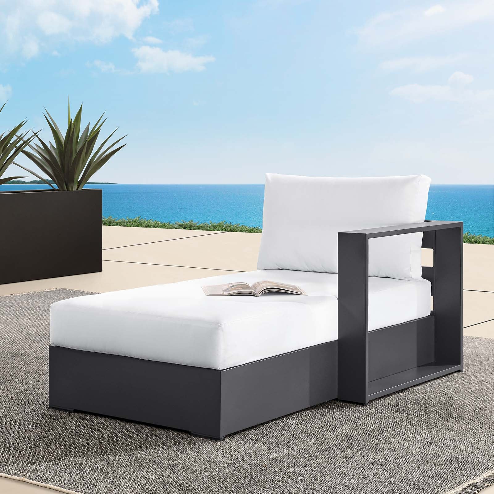 Tahoe Outdoor Patio Powder-Coated Aluminum Modular Right-Facing Chaise Lounge - East Shore Modern Home Furnishings