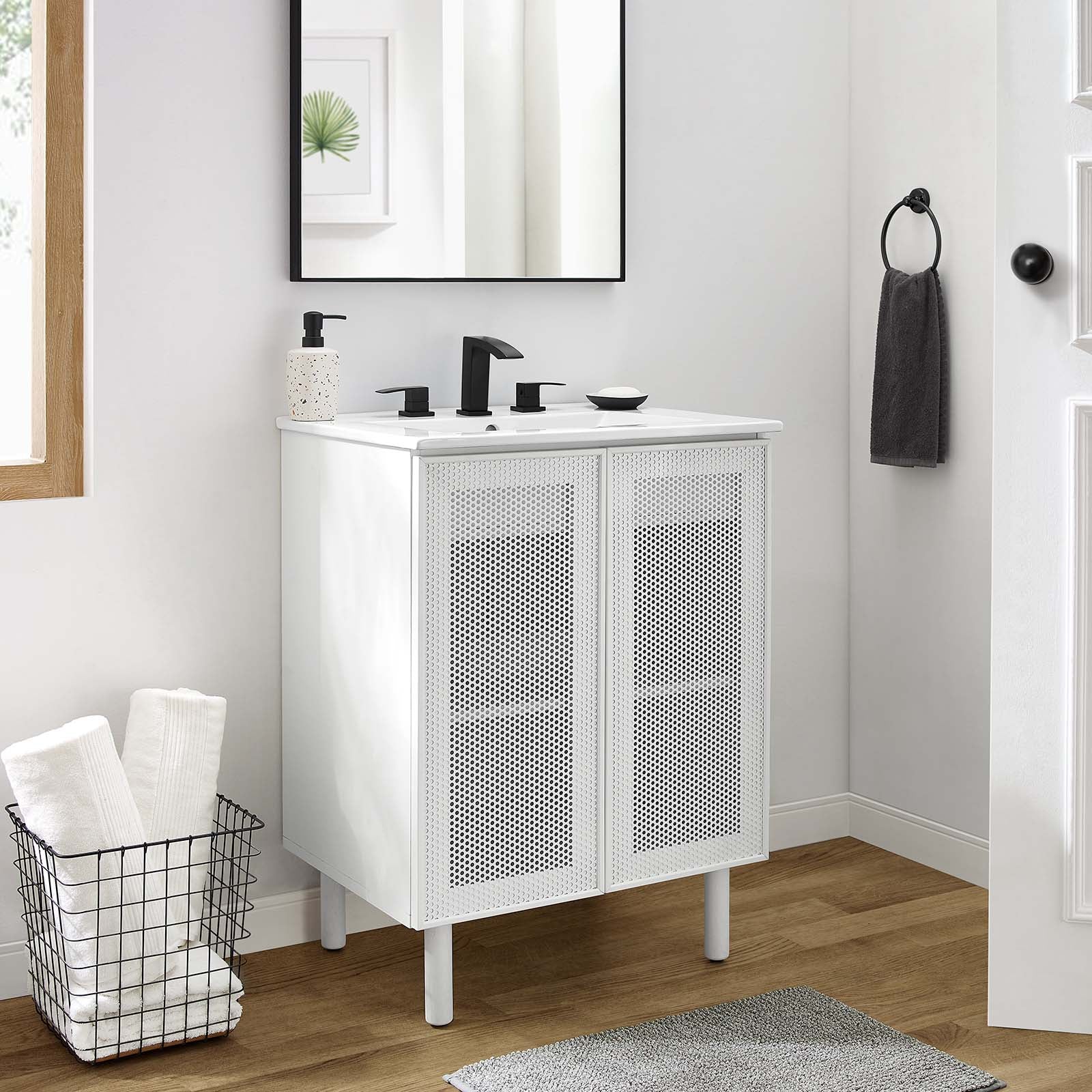 Calla 24" Perforated Metal Bathroom Vanity Cabinet (Sink Basin Not Included) - East Shore Modern Home Furnishings