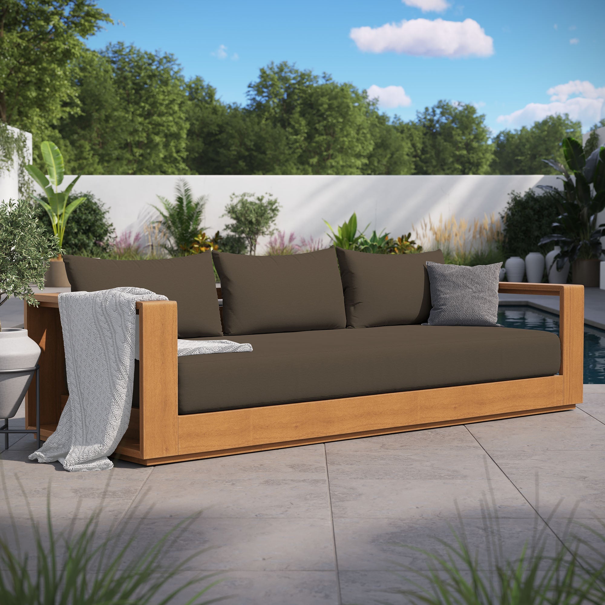 Tahoe Outdoor Patio Acacia Wood Sofa by Modway - East Shore Modern Home Furnishings
