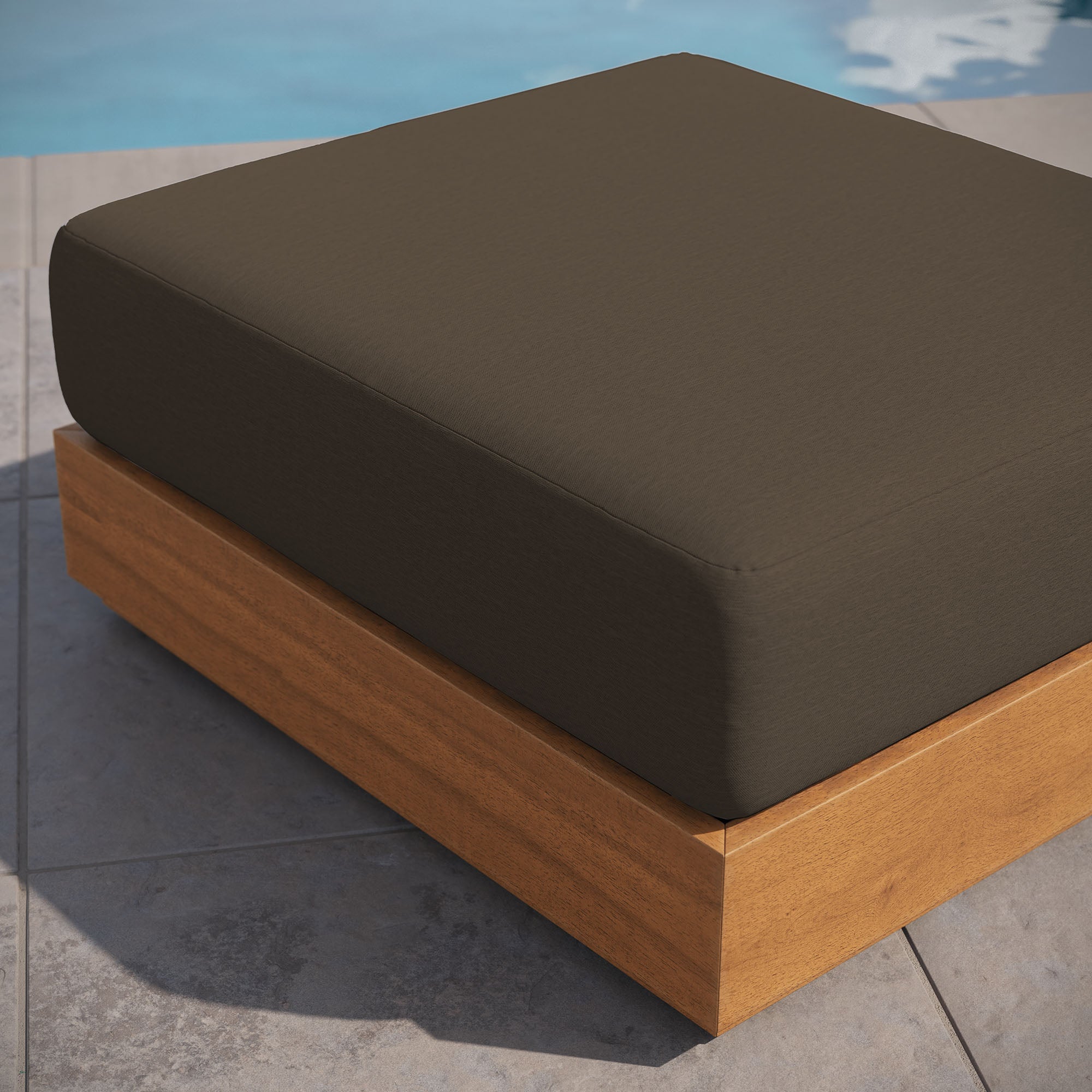 Tahoe Outdoor Patio Acacia Wood Ottoman by Modway - East Shore Modern Home Furnishings