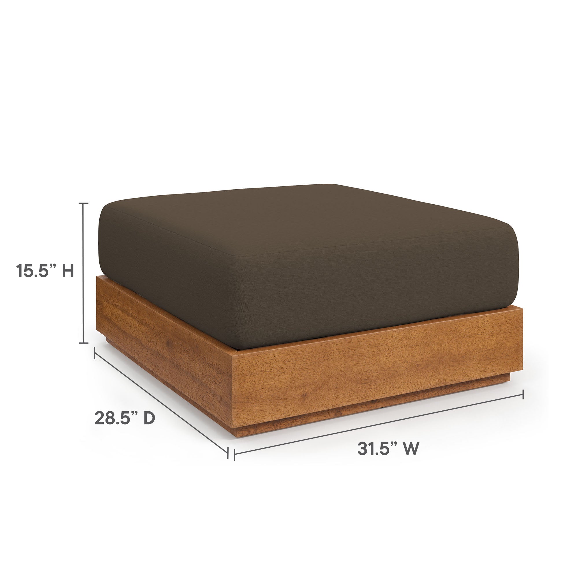 Tahoe Outdoor Patio Acacia Wood Ottoman by Modway - East Shore Modern Home Furnishings