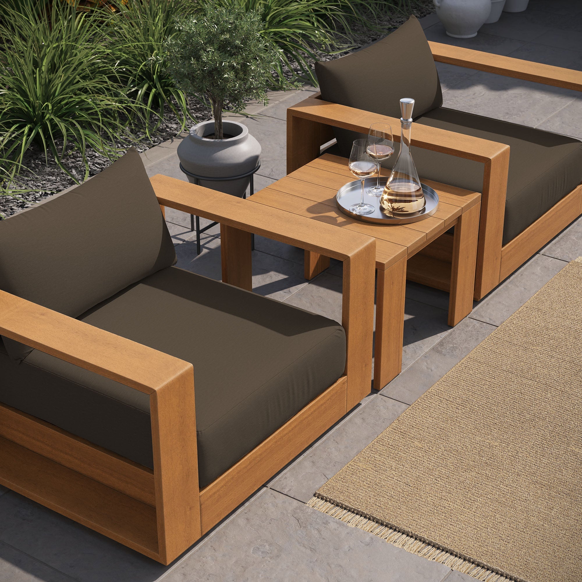 Tahoe 3-Piece Outdoor Patio Acacia Wood Furniture Set by Modway - East Shore Modern Home Furnishings