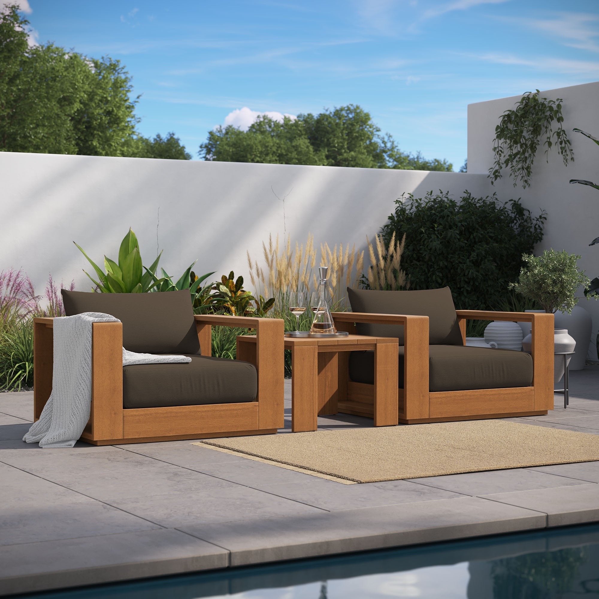 Tahoe 3-Piece Outdoor Patio Acacia Wood Furniture Set by Modway - East Shore Modern Home Furnishings