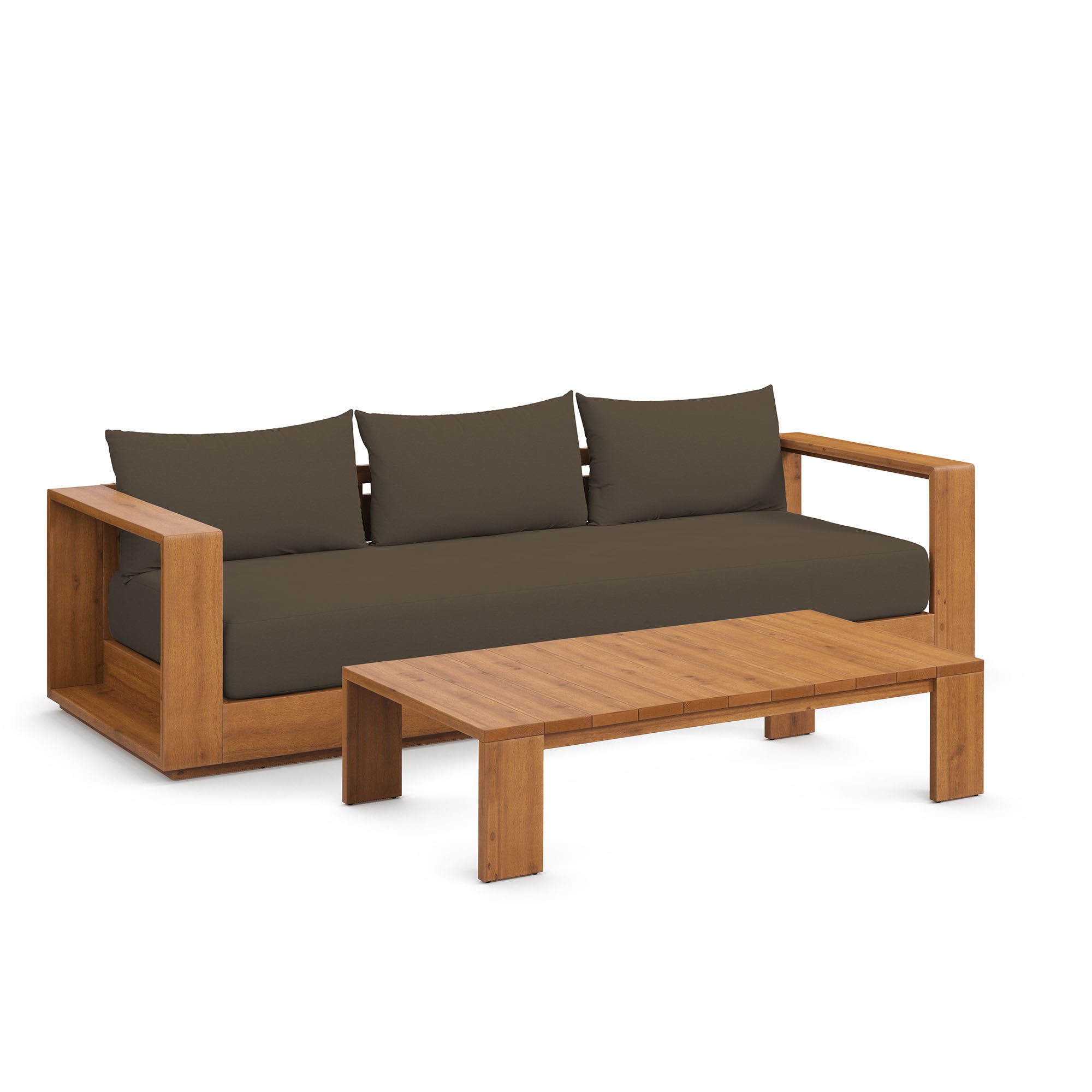Tahoe 2-Piece Outdoor Patio Acacia Wood Sofa and Coffee Table Set by Modway - East Shore Modern Home Furnishings