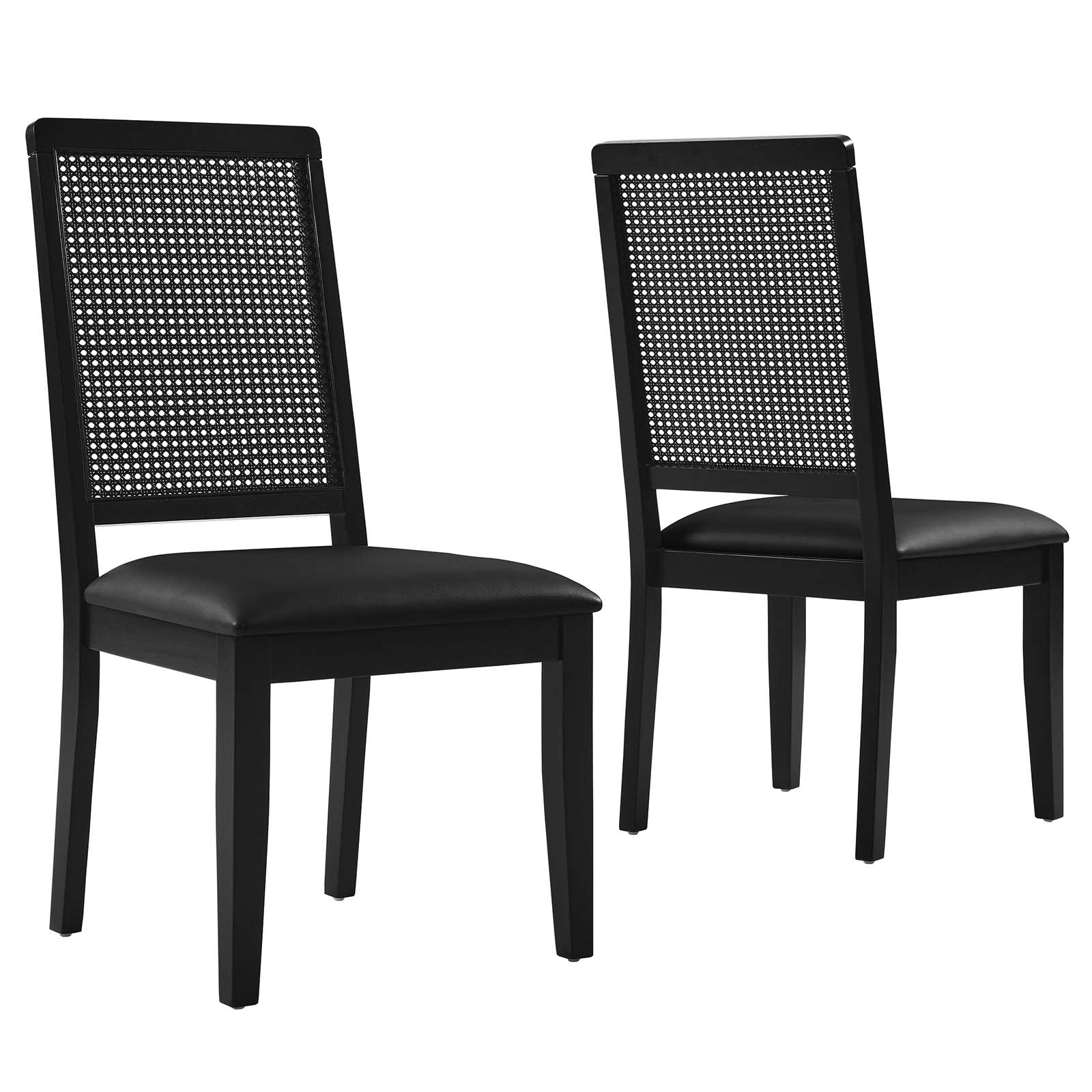 Arlo Vegan Leather Upholstered Faux Rattan and Wood Dining Side Chairs - Set of 2 - East Shore Modern Home Furnishings
