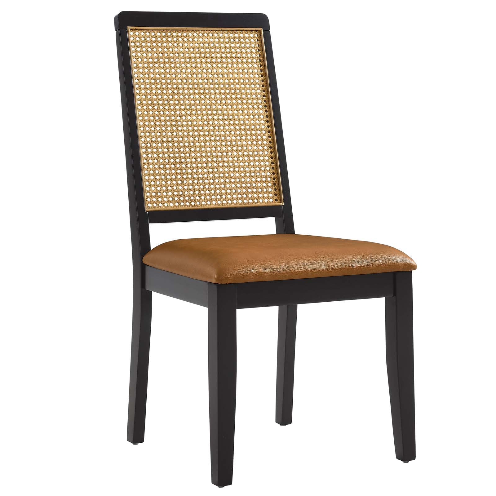 Arlo Vegan Leather Upholstered Faux Rattan and Wood Dining Side Chairs - Set of 2 - East Shore Modern Home Furnishings