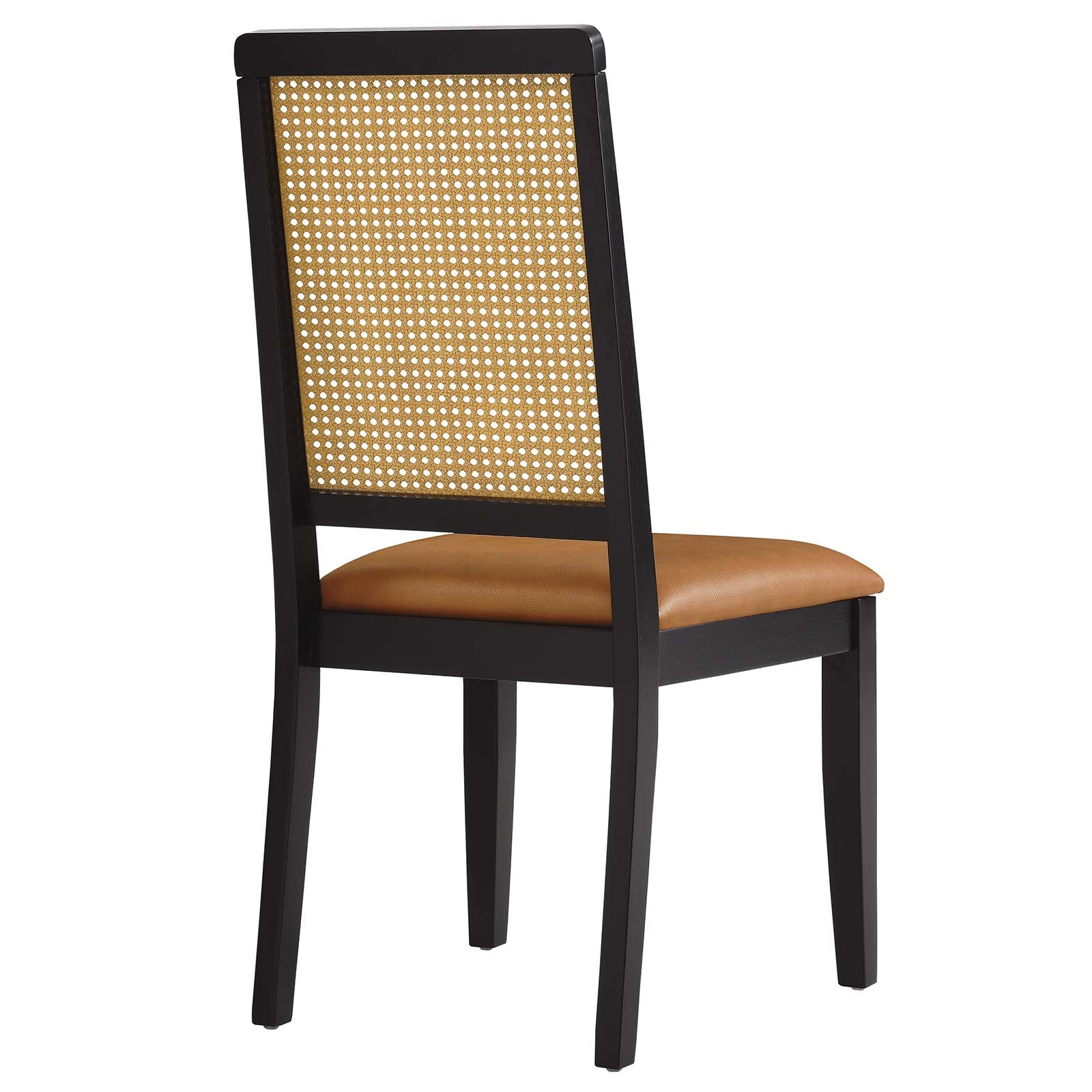 Arlo Vegan Leather Upholstered Faux Rattan and Wood Dining Side Chairs - Set of 2 - East Shore Modern Home Furnishings
