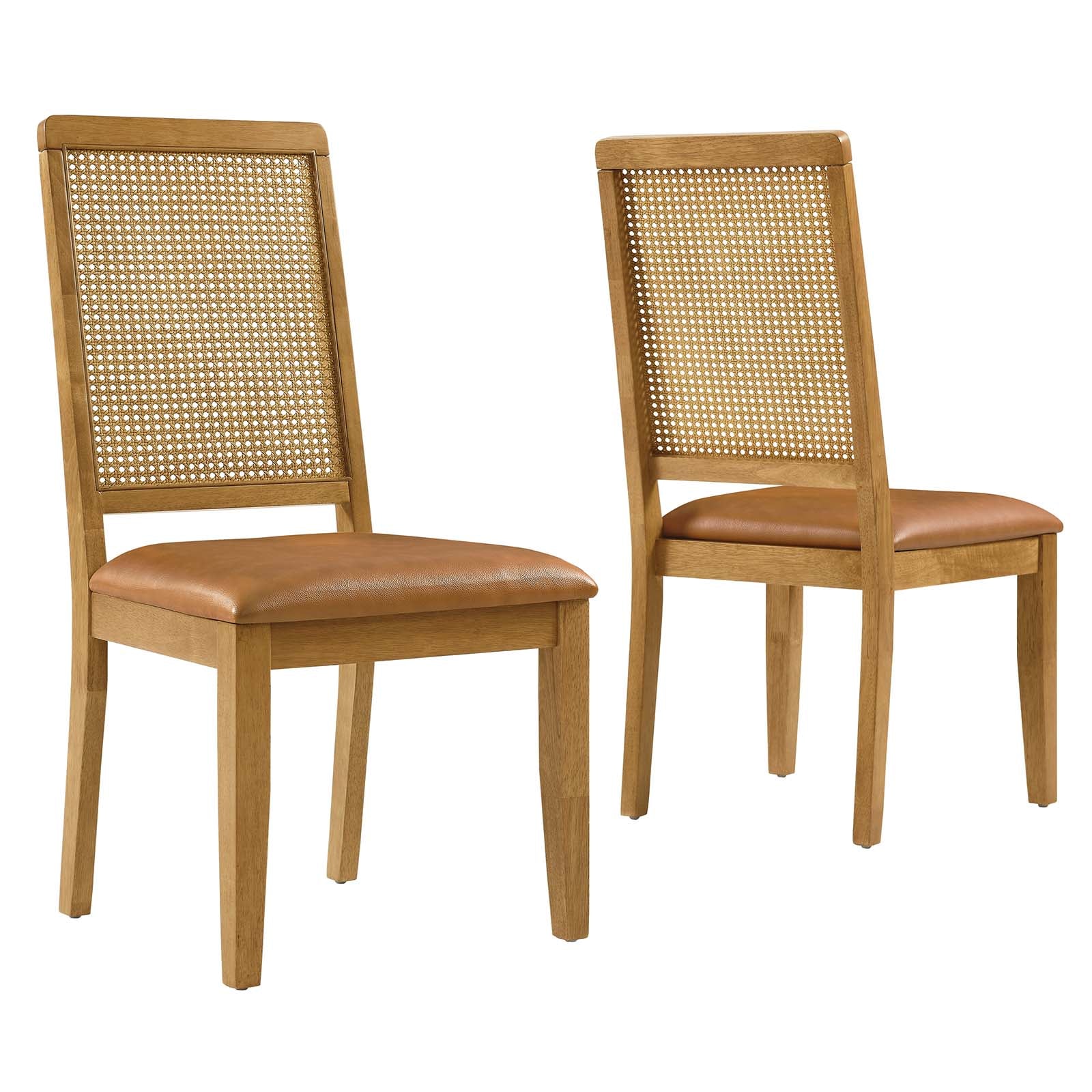 Arlo Vegan Leather Upholstered Faux Rattan and Wood Dining Side Chairs - Set of 2 - East Shore Modern Home Furnishings