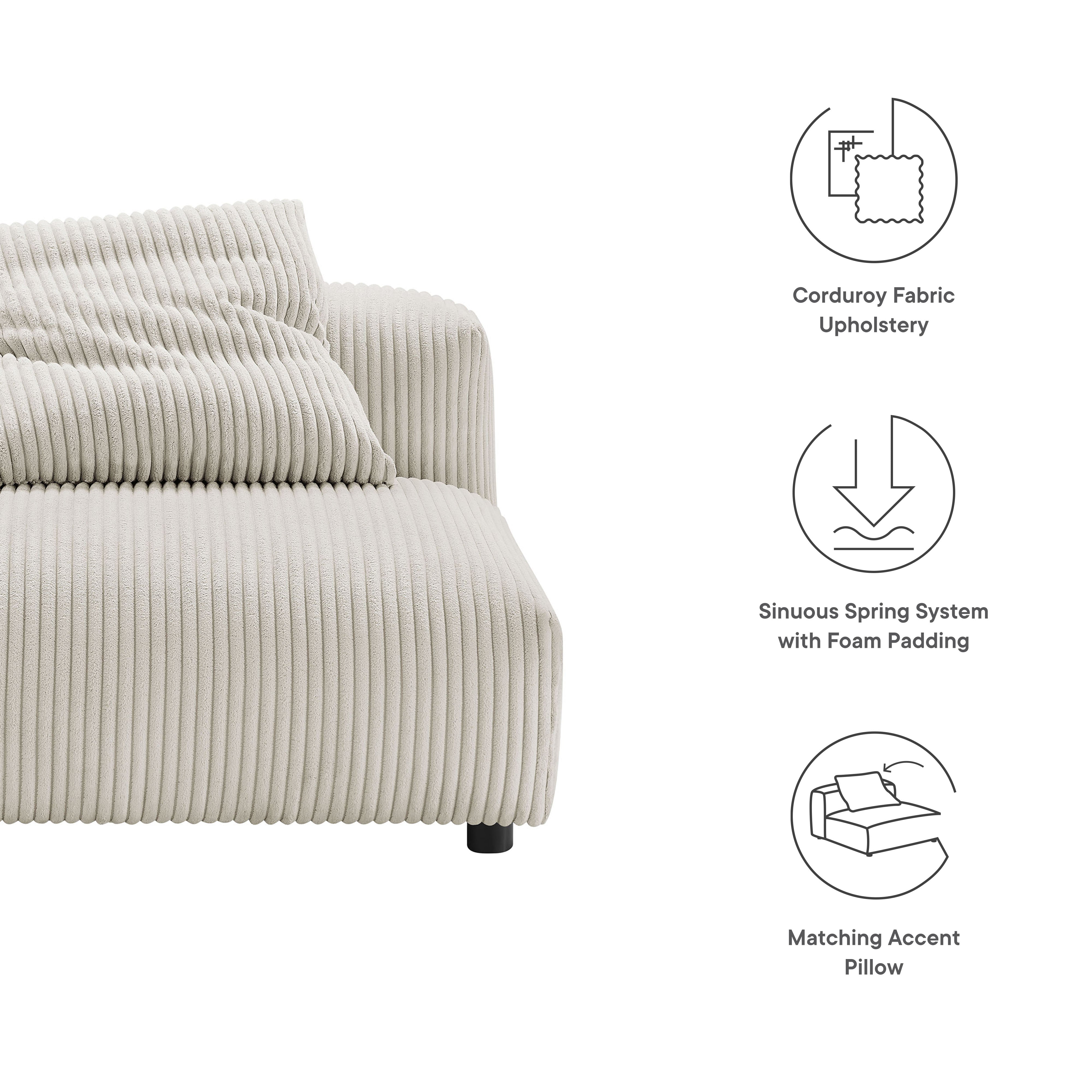 Solace Modular Corduroy Upholstered Armless Chair by Modway - East Shore Modern Home Furnishings