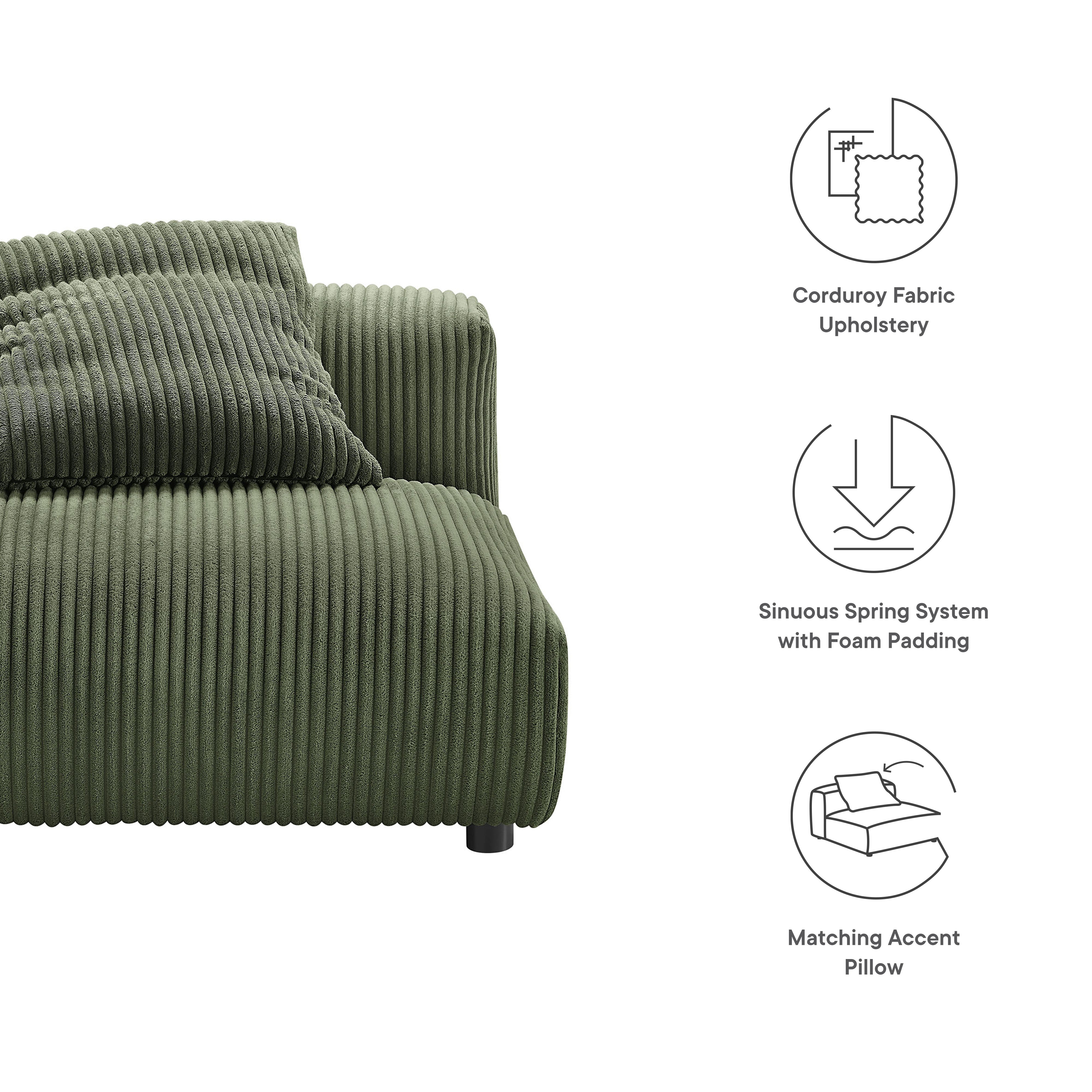 Solace Modular Corduroy Upholstered Armless Chair by Modway - East Shore Modern Home Furnishings