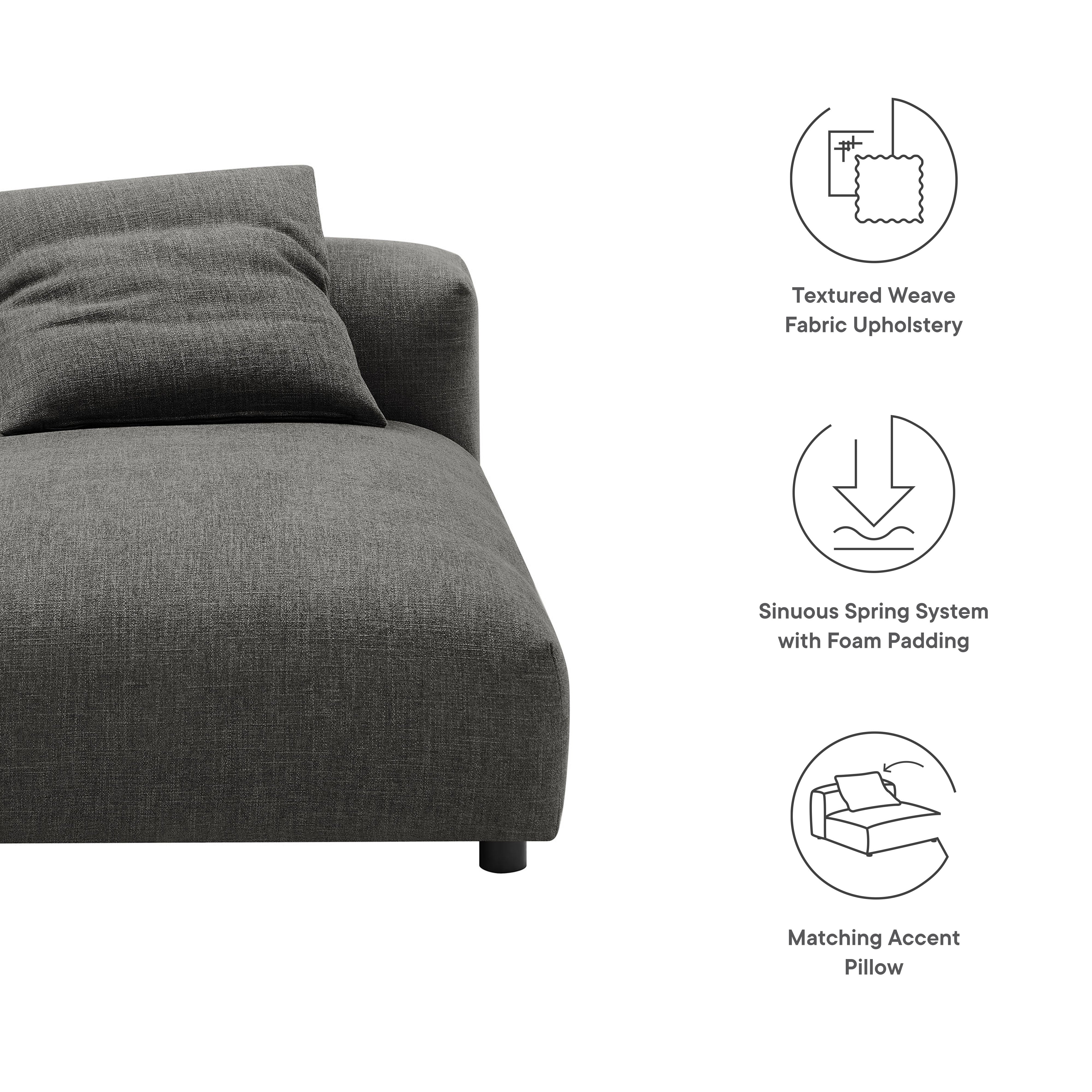 Solace Modular Upholstered Fabric Armless Chaise Lounge by Modway - East Shore Modern Home Furnishings