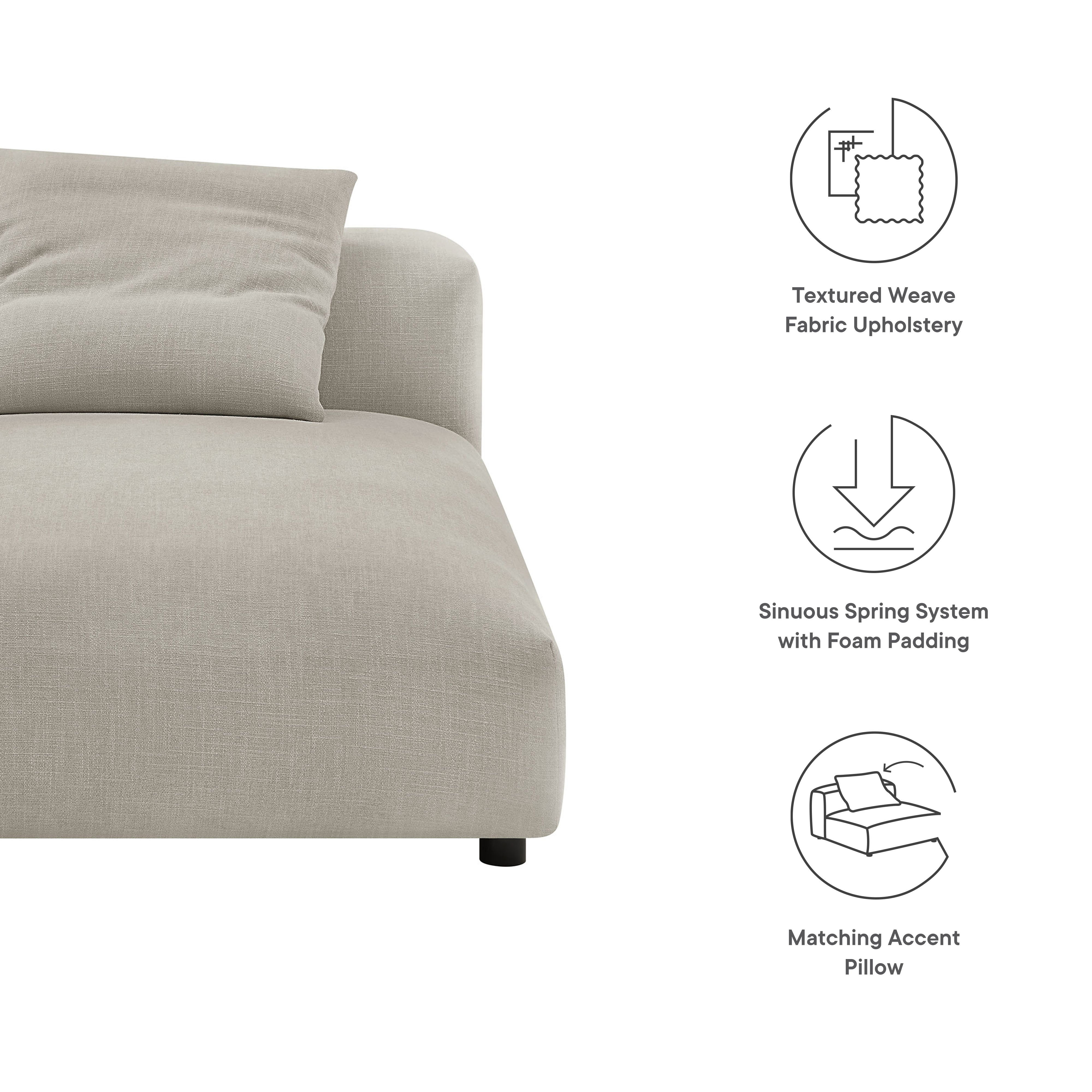 Solace Modular Upholstered Fabric Armless Chaise Lounge by Modway - East Shore Modern Home Furnishings