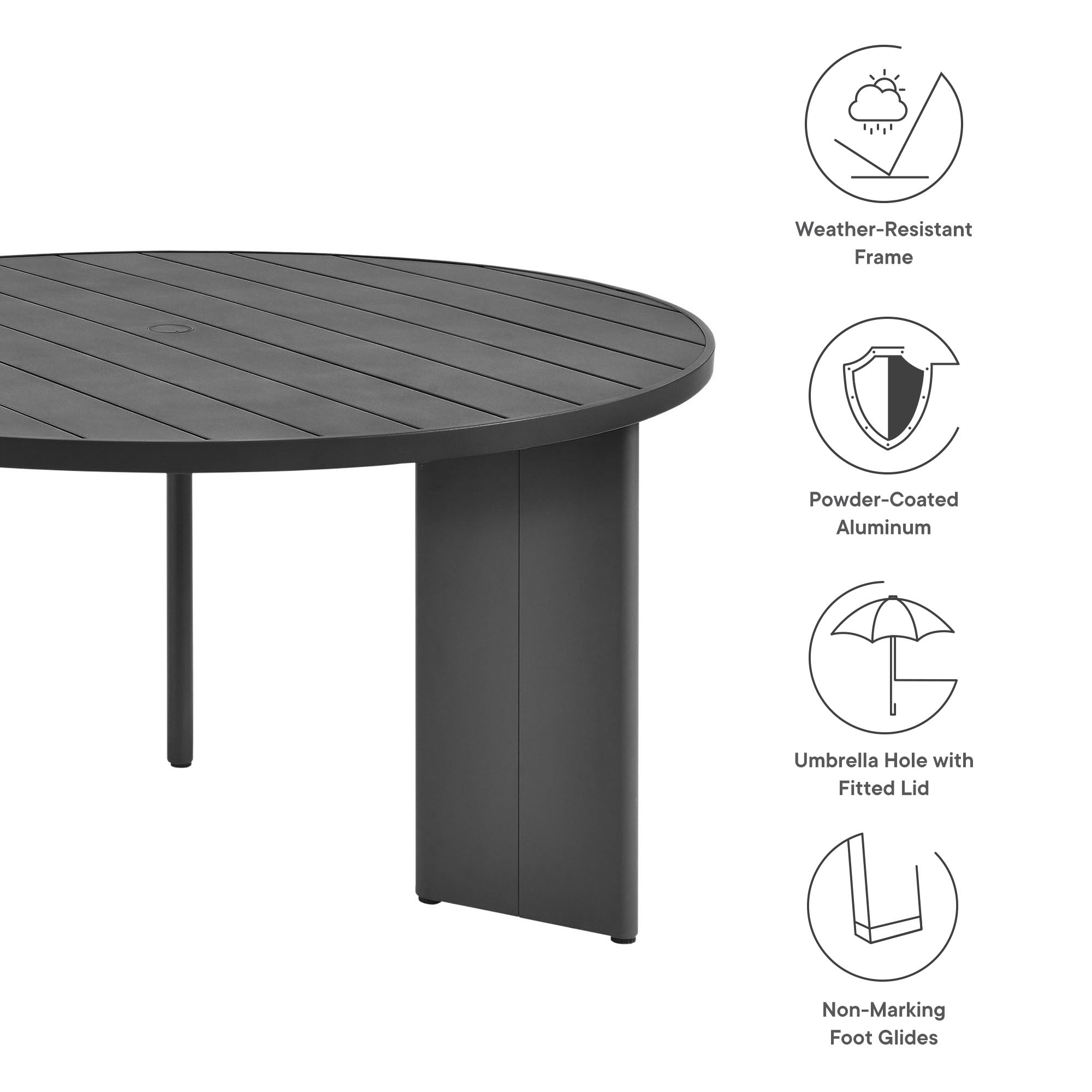 Tahoe Round Outdoor Patio Aluminum Dining Table by Modway - East Shore Modern Home Furnishings