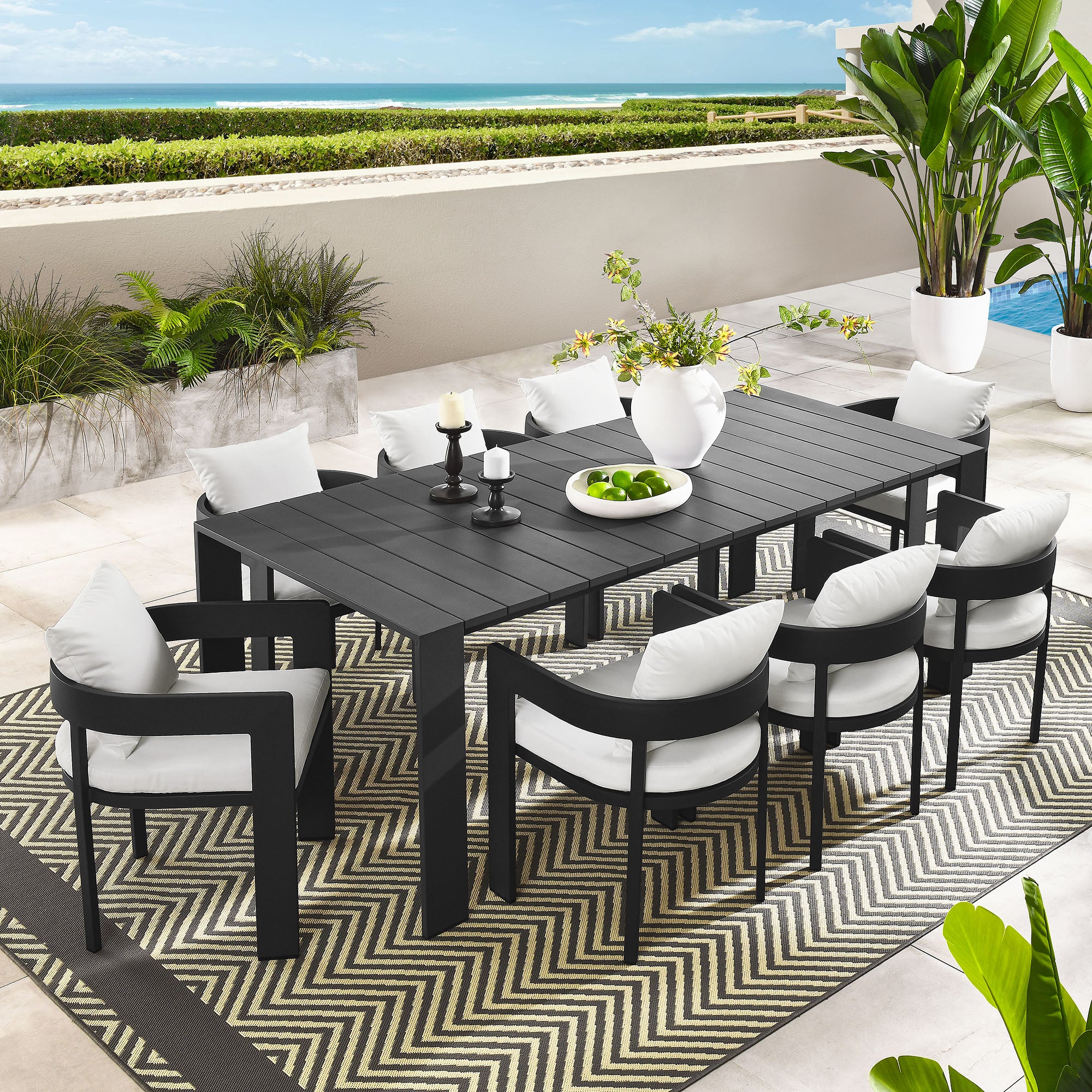 Tahoe 9-Piece Outdoor Patio Aluminum Dining Set by Modway