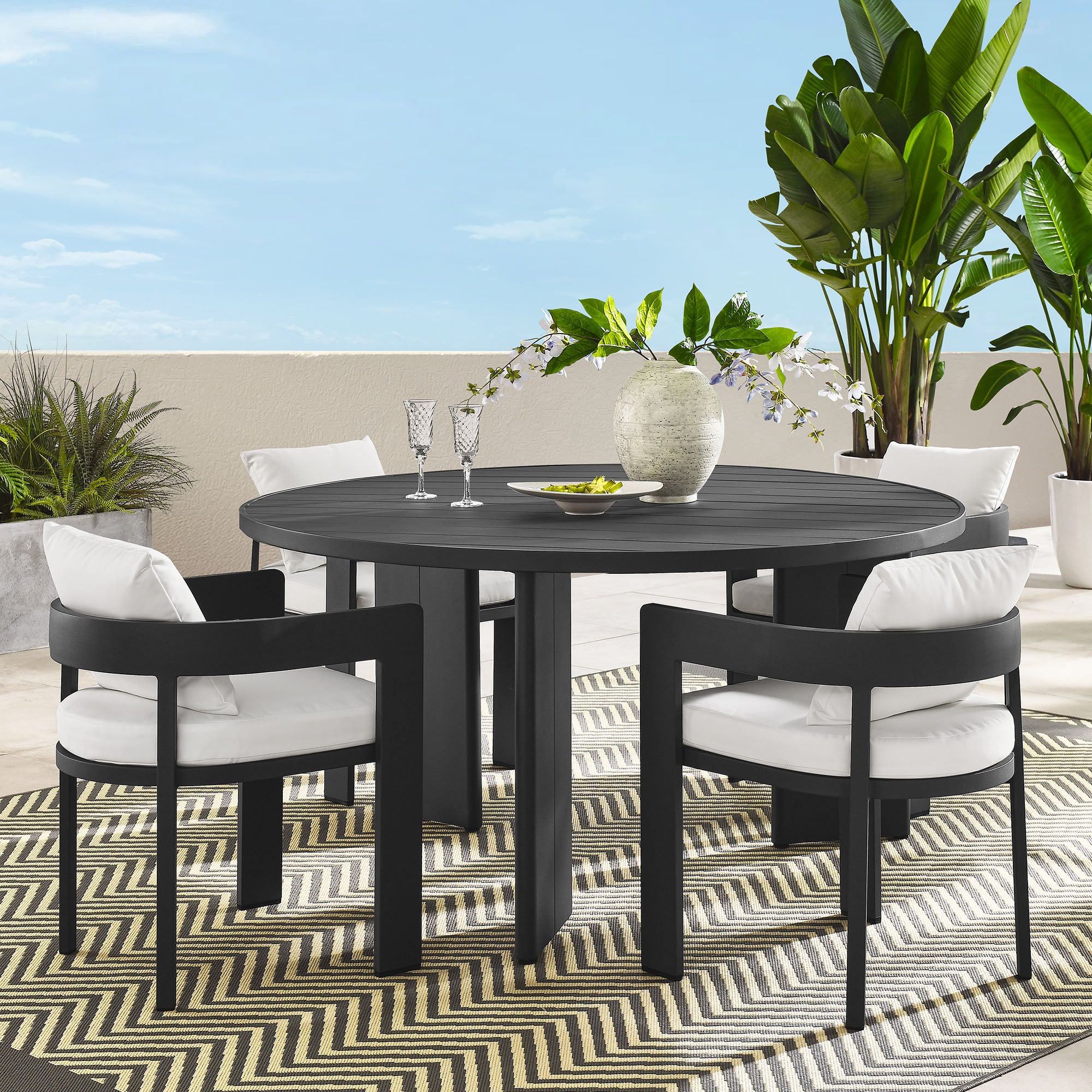 Tahoe 5-Piece Outdoor Patio Aluminum Dining Set by Modway - East Shore Modern Home Furnishings