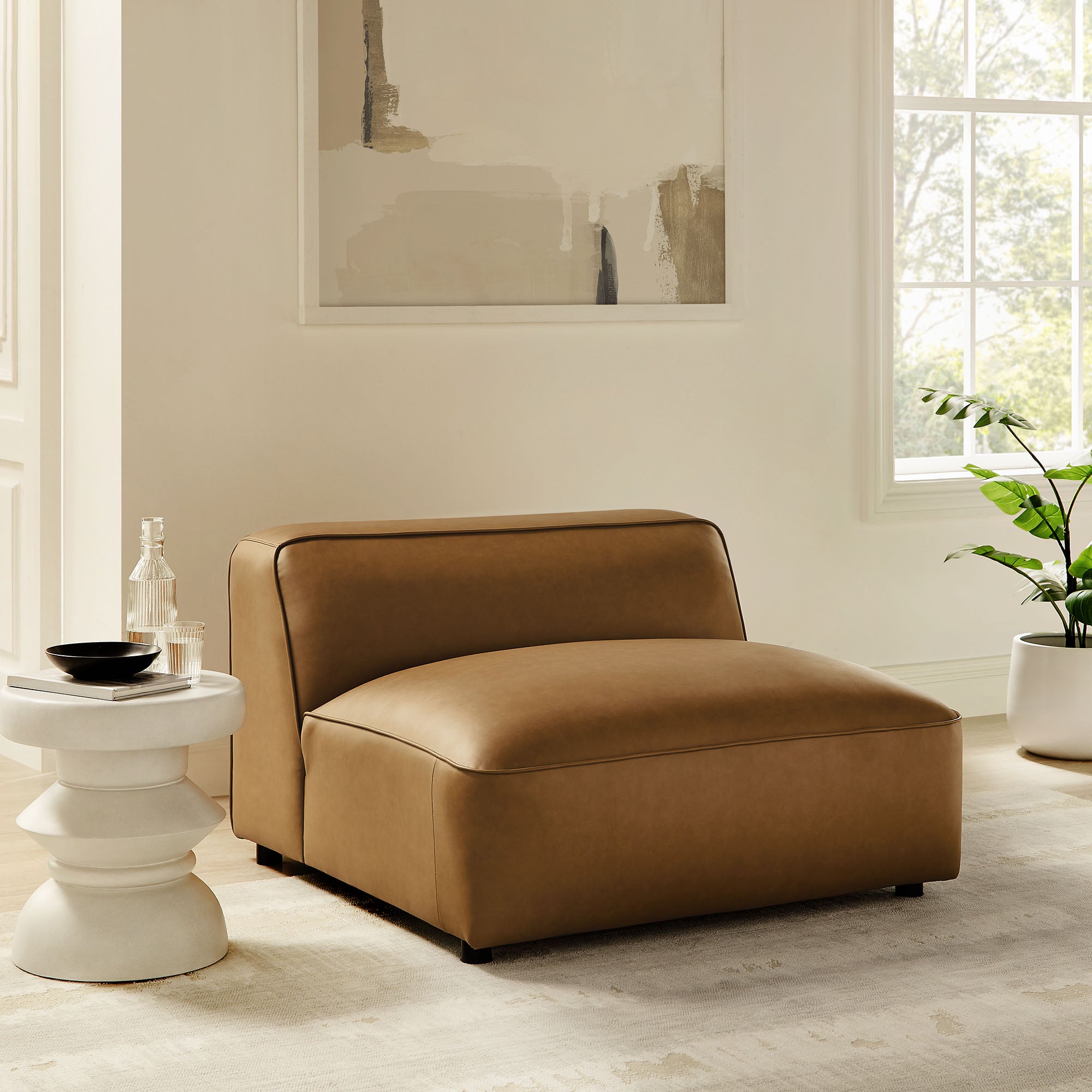 Auren Upholstered Vegan Leather Modular Armless Chair by Modway - East Shore Modern Home Furnishings