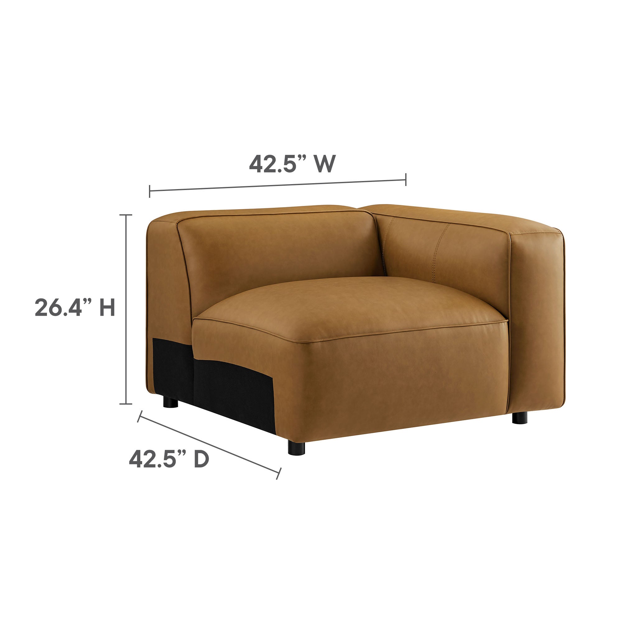 Auren 3-Piece Upholstered Vegan Leather Modular Sofa by Modway
