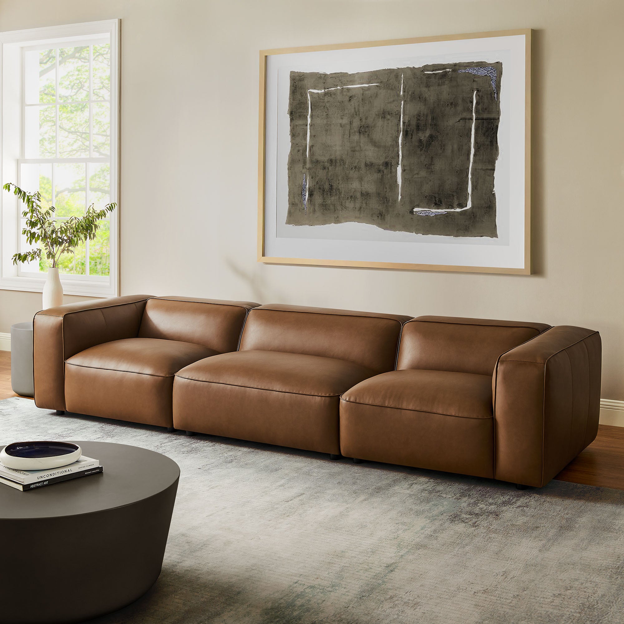 Auren 3-Piece Upholstered Vegan Leather Modular Sofa by Modway