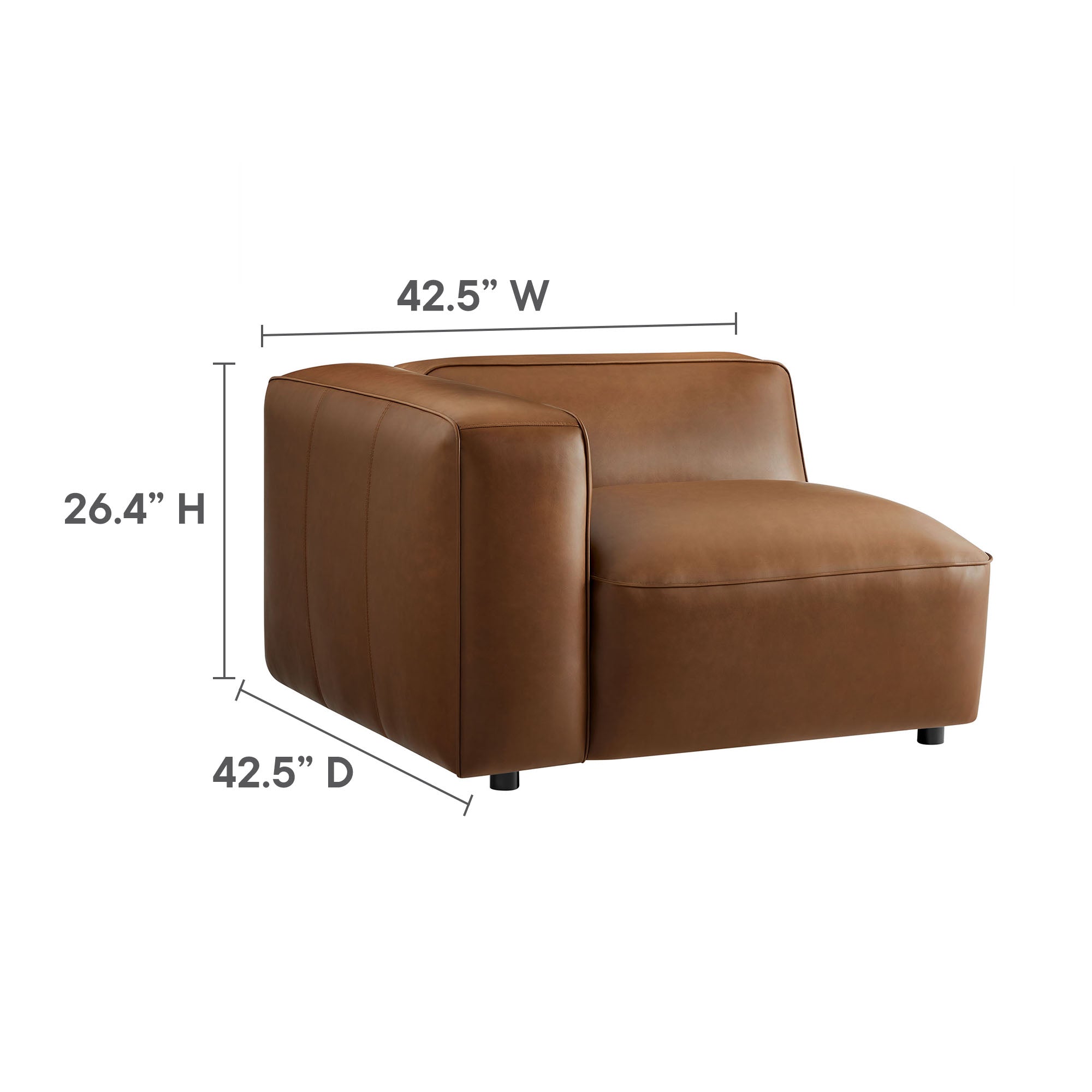 Auren 3-Piece Upholstered Vegan Leather Modular Sofa by Modway