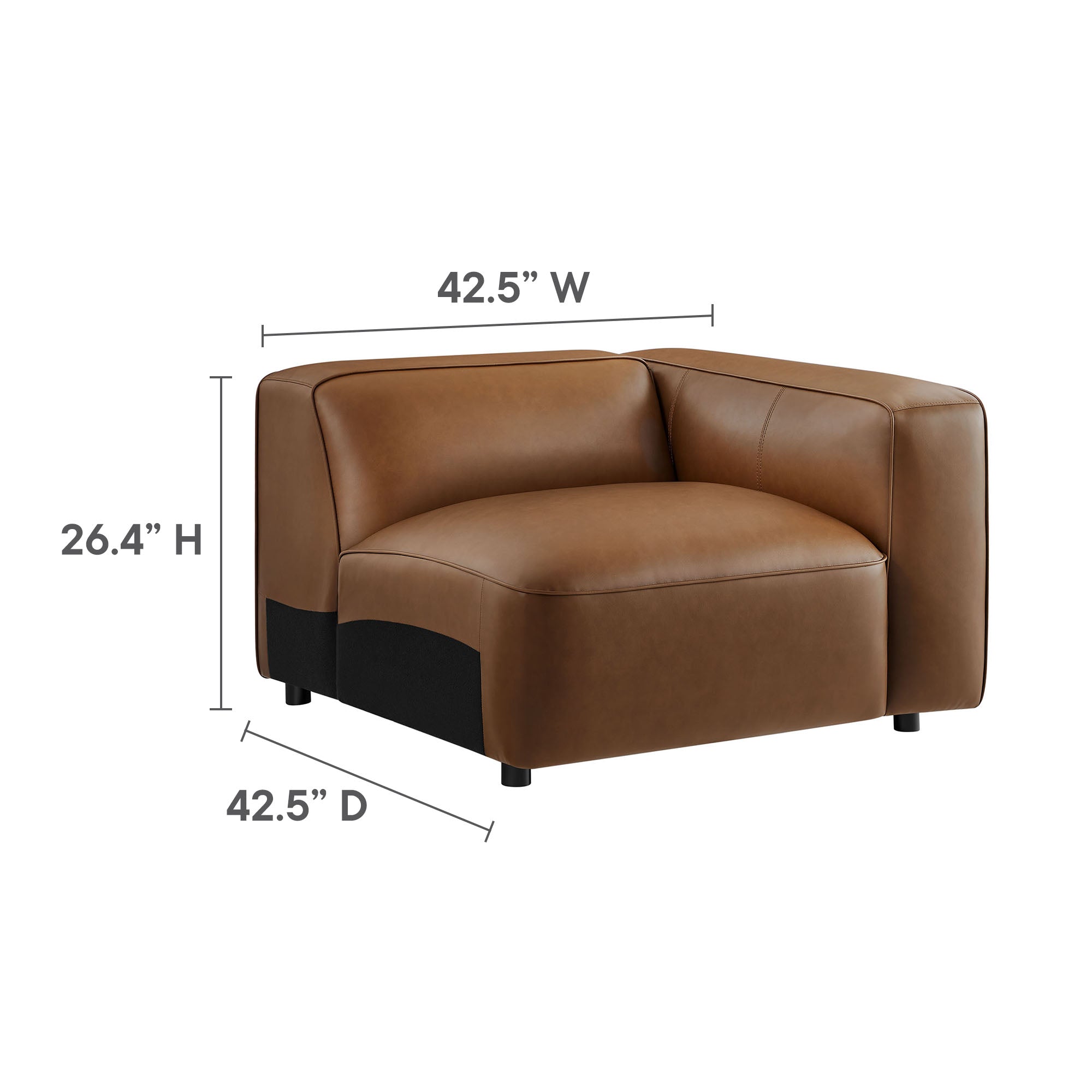 Auren 3-Piece Upholstered Vegan Leather Modular Sofa by Modway