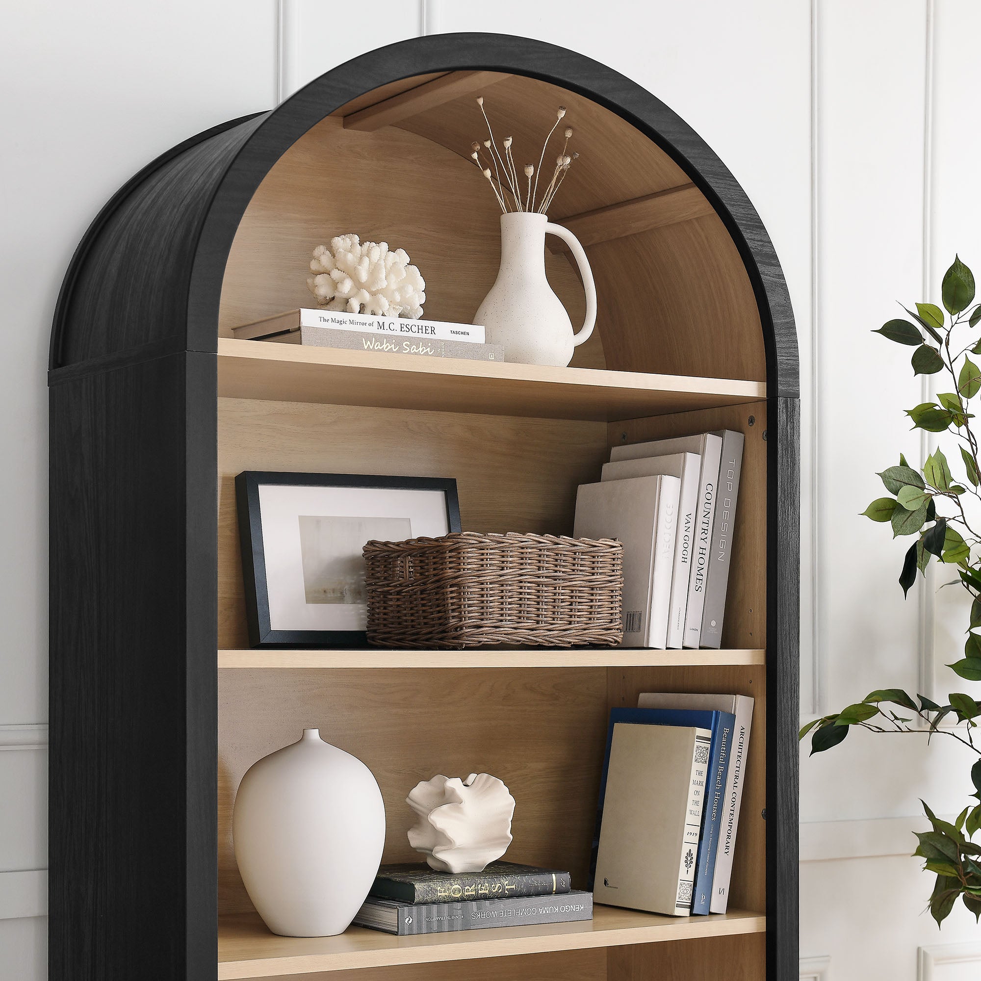 Evie Arched Wide Bookcase Display Cabinet by Modway