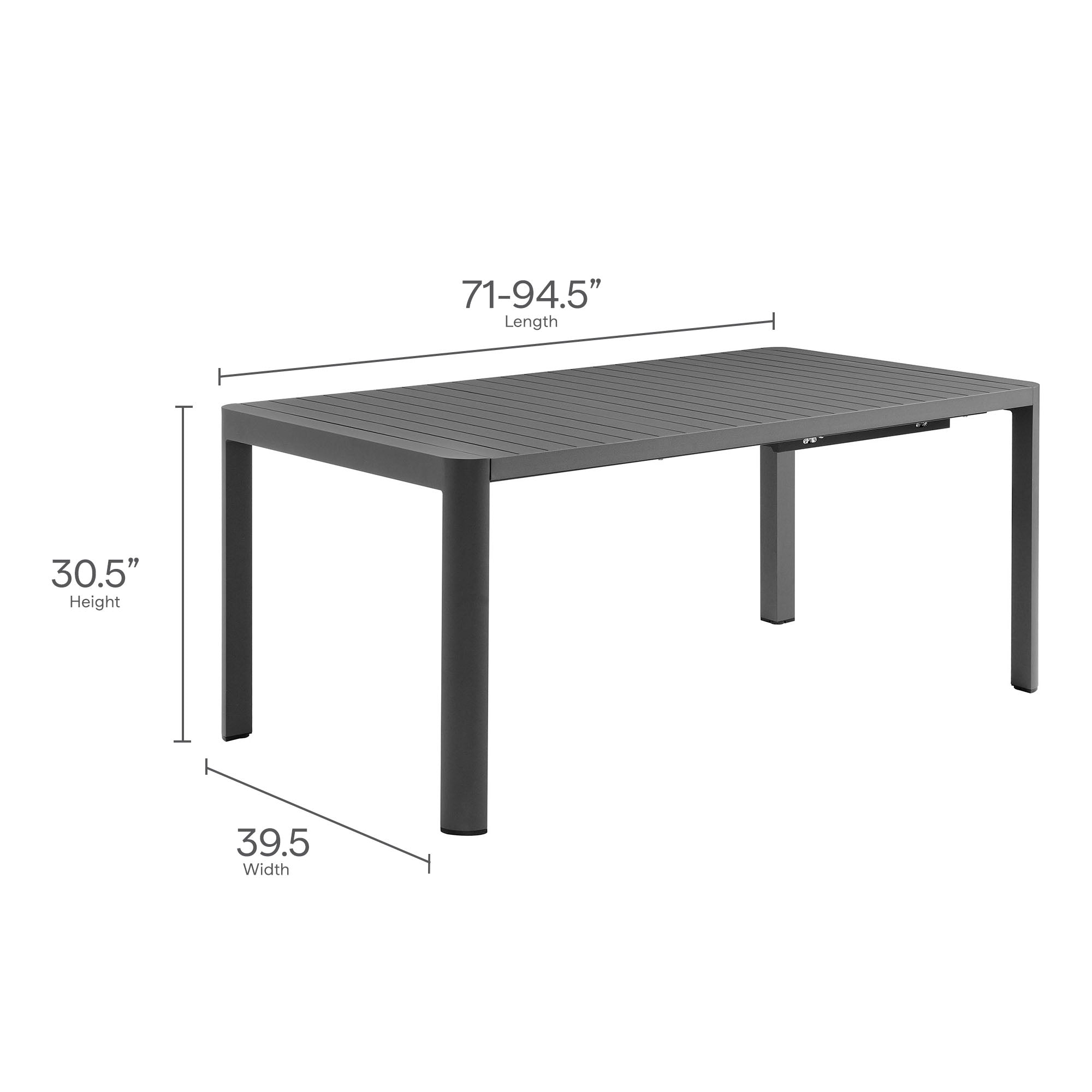 Tahoe Outdoor Patio Aluminum Extendable Dining Table by Modway - East Shore Modern Home Furnishings