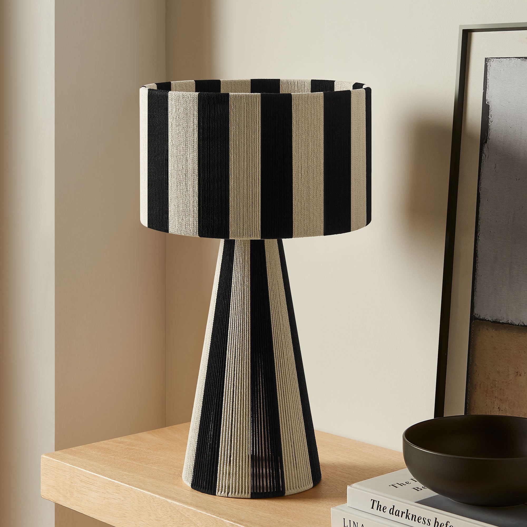 Renae Handwoven Cotton Thread Striped Table Lamp by Modway