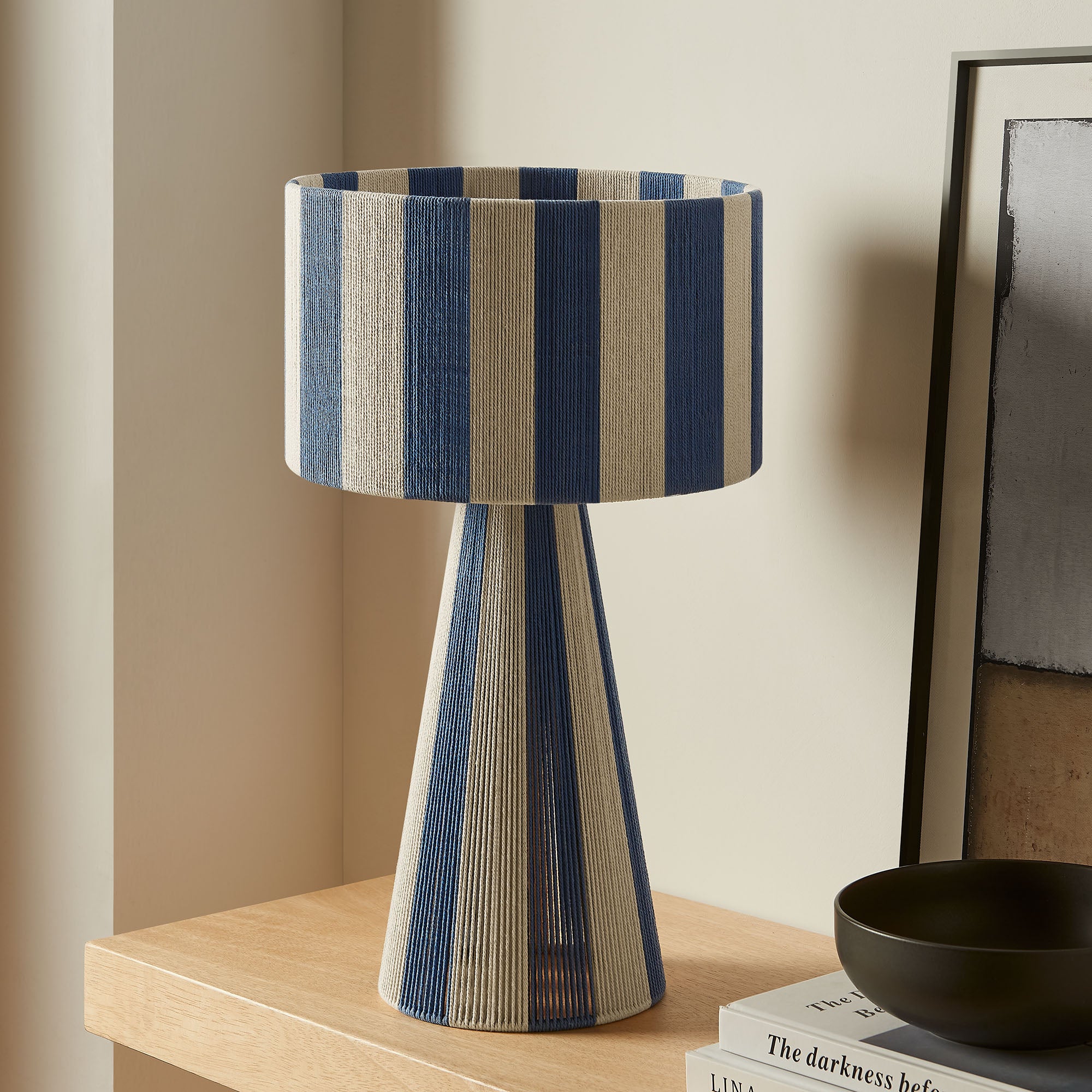 Renae Handwoven Cotton Thread Striped Table Lamp by Modway