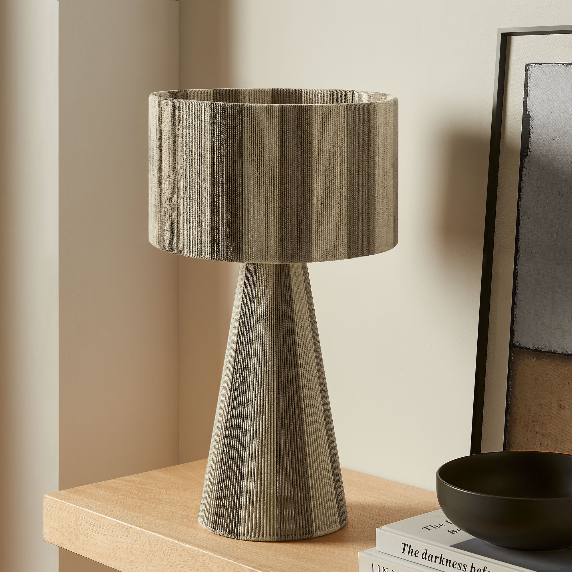 Renae Handwoven Cotton Thread Striped Table Lamp by Modway