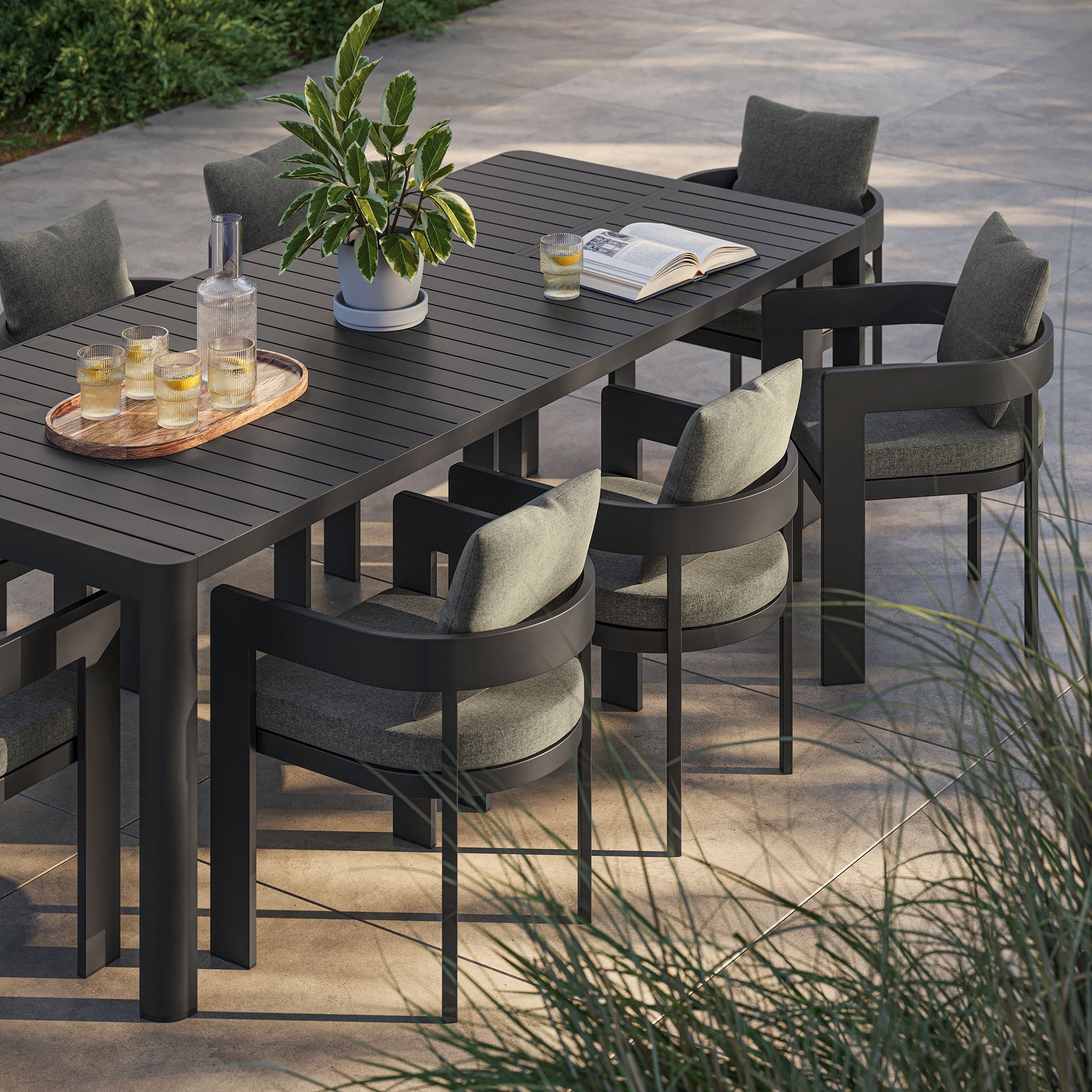Tahoe 9-Piece Outdoor Patio Aluminum Dining Set With Extendable Table by Modway - East Shore Modern Home Furnishings