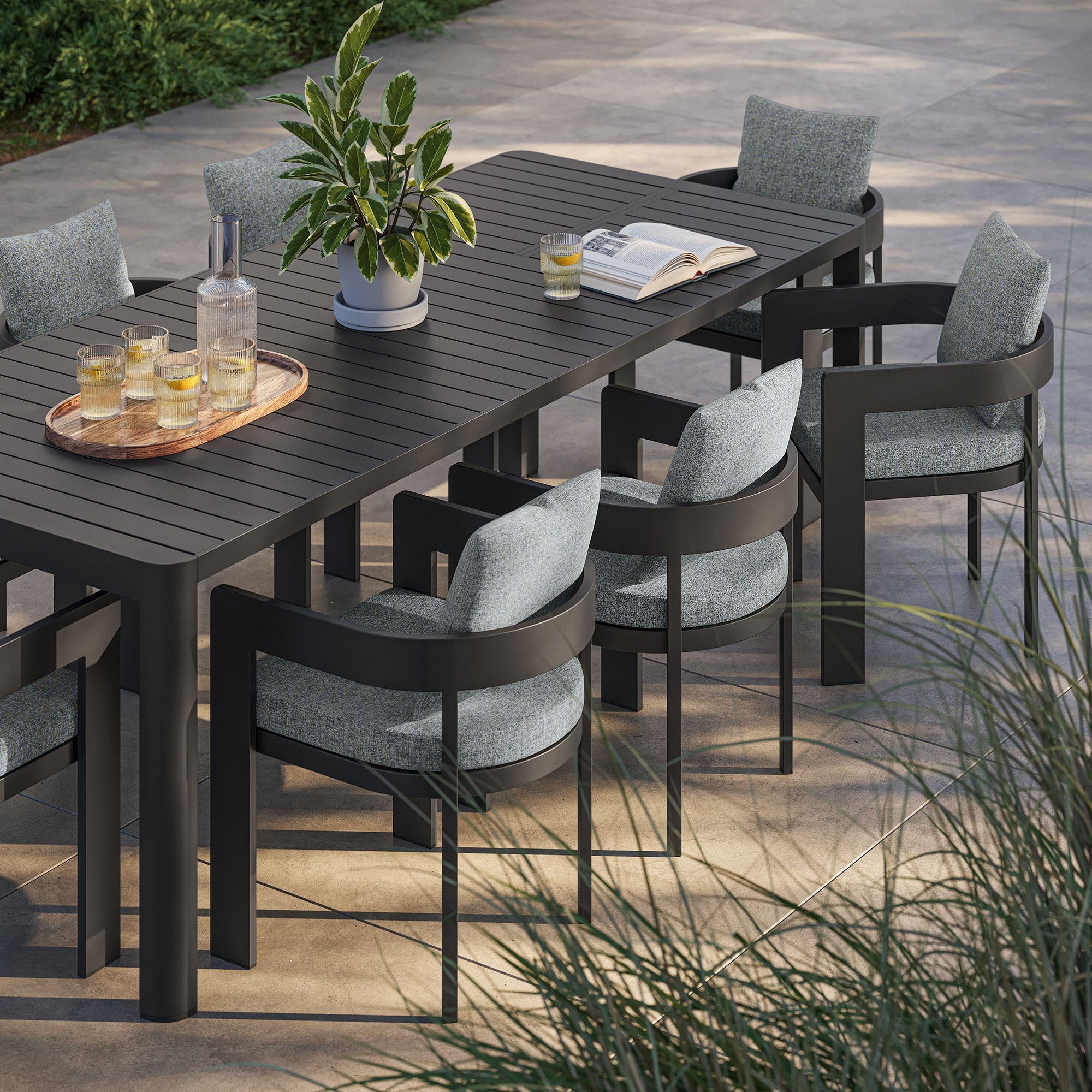 Tahoe 9-Piece Outdoor Patio Aluminum Dining Set With Extendable Table by Modway - East Shore Modern Home Furnishings