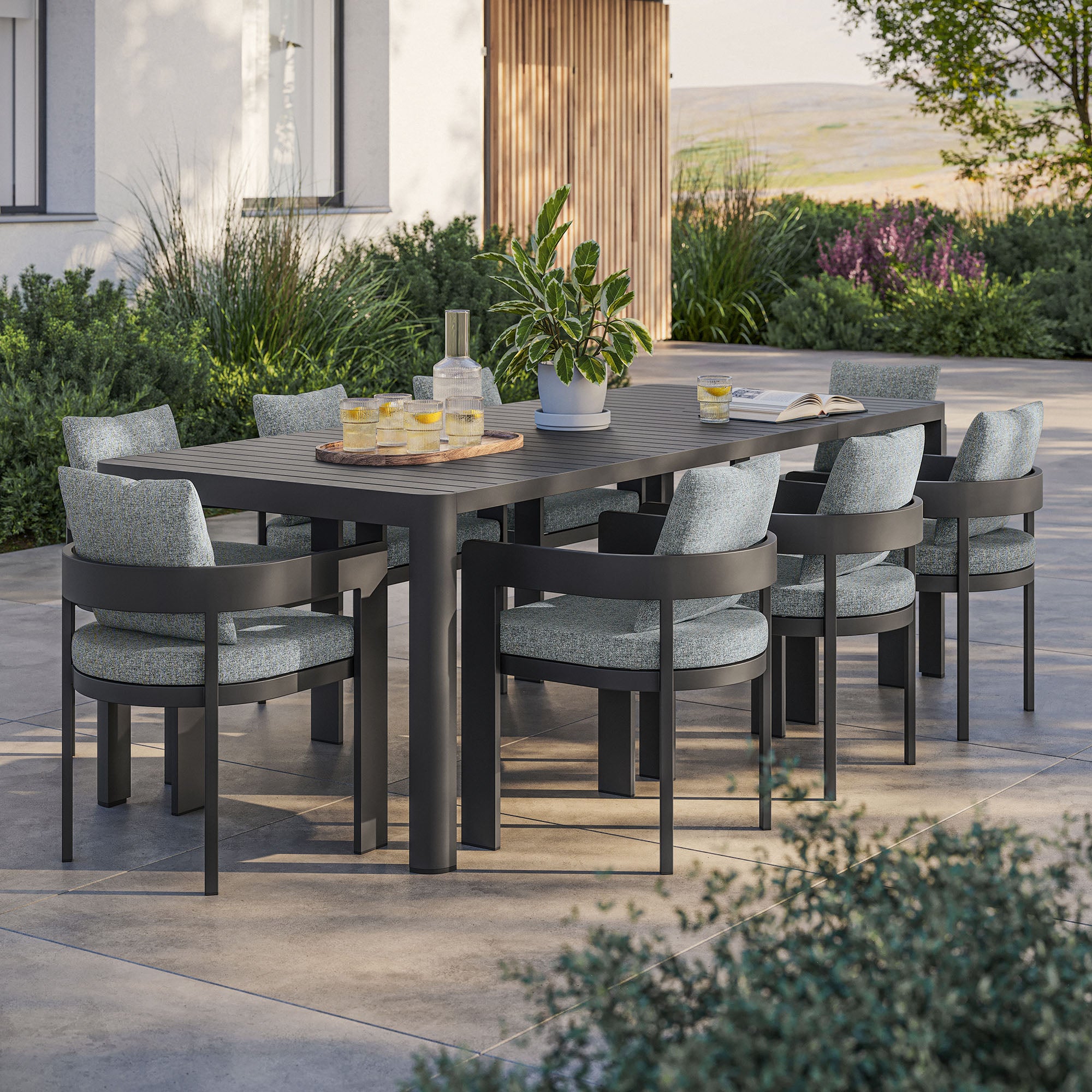 Tahoe 9-Piece Outdoor Patio Aluminum Dining Set With Extendable Table by Modway - East Shore Modern Home Furnishings