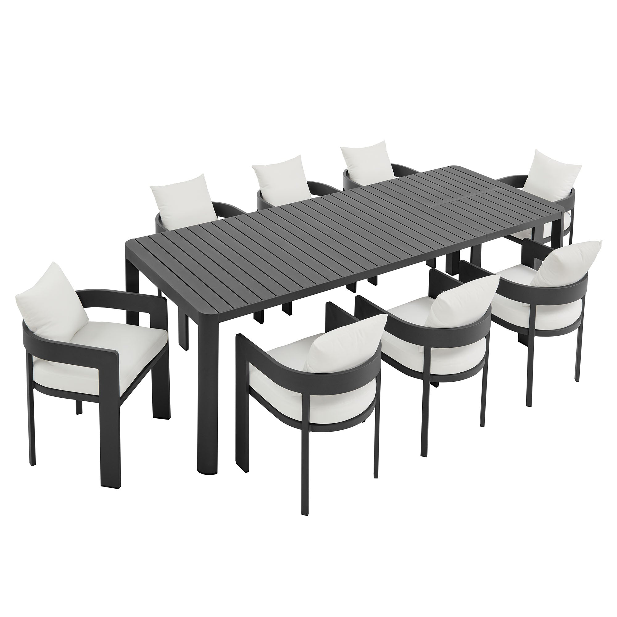 Tahoe 9-Piece Outdoor Patio Aluminum Dining Set With Extendable Table by Modway - East Shore Modern Home Furnishings