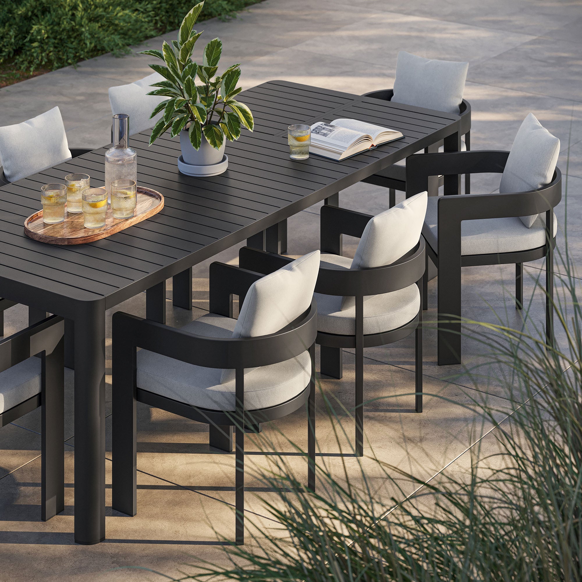 Tahoe 9-Piece Outdoor Patio Aluminum Dining Set With Extendable Table by Modway - East Shore Modern Home Furnishings