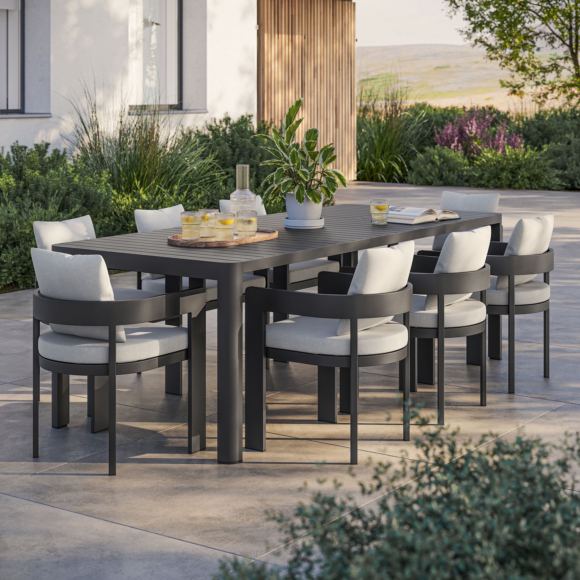 Tahoe 9-Piece Outdoor Patio Aluminum Dining Set With Extendable Table by Modway - East Shore Modern Home Furnishings