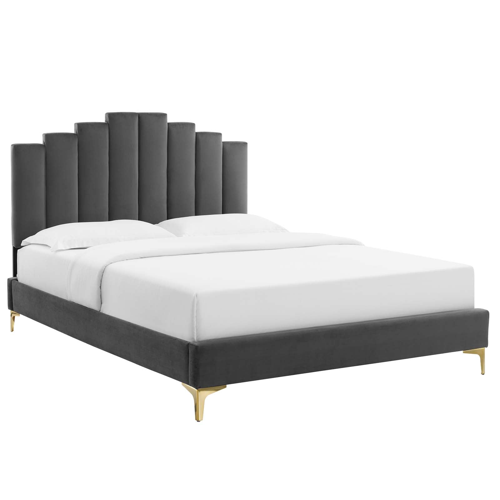 Elise Queen Performance Velvet Platform Bed - East Shore Modern Home Furnishings