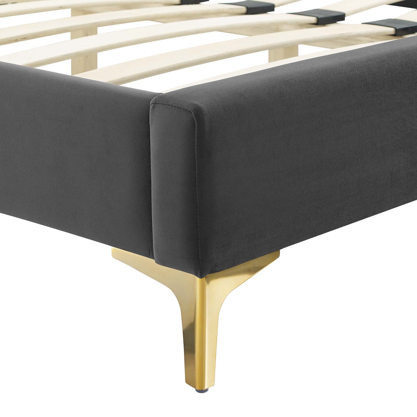 Elise Queen Performance Velvet Platform Bed - East Shore Modern Home Furnishings