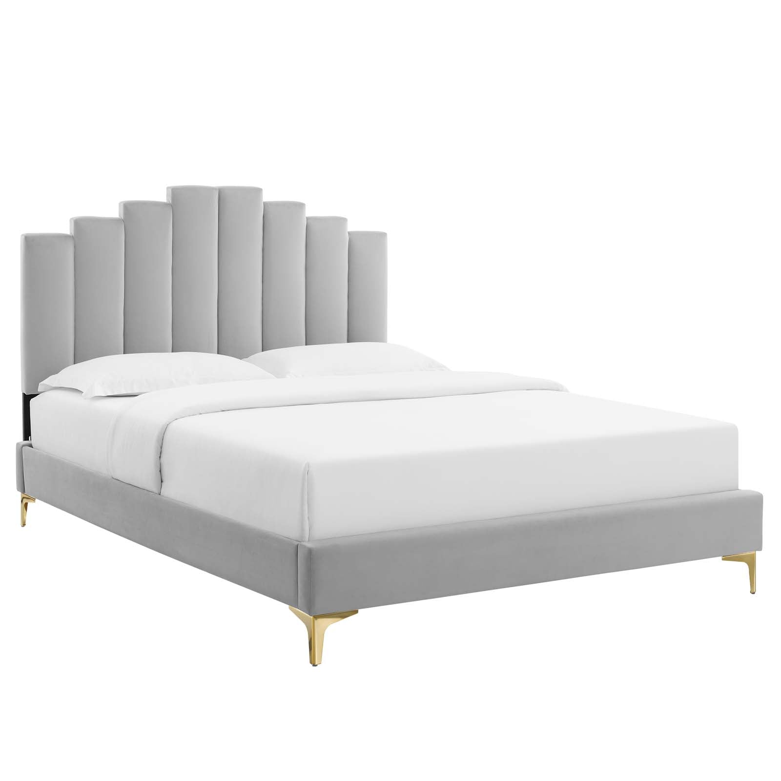 Elise Queen Performance Velvet Platform Bed - East Shore Modern Home Furnishings
