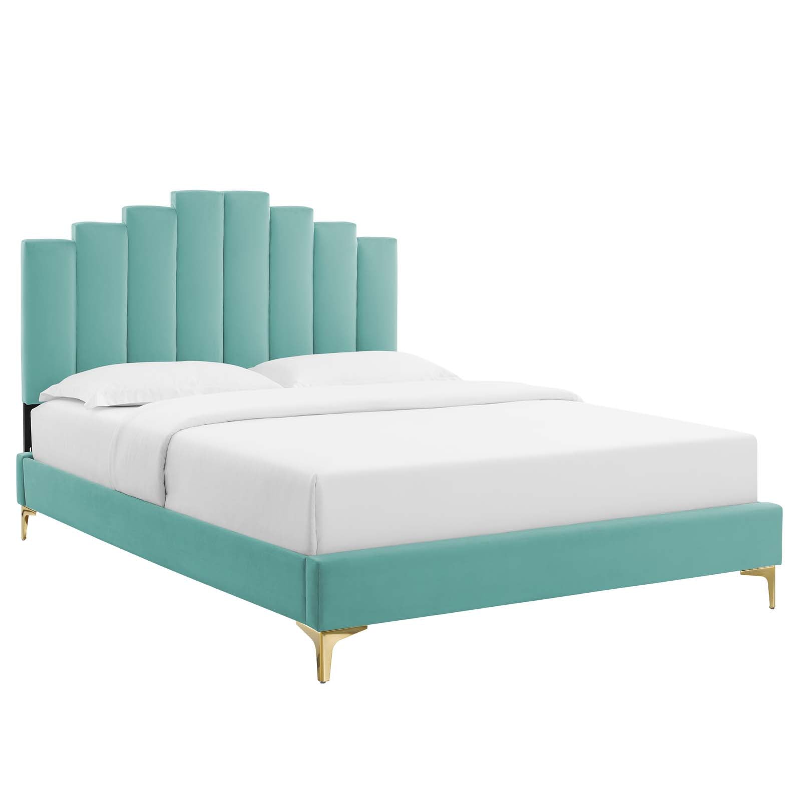 Elise Queen Performance Velvet Platform Bed - East Shore Modern Home Furnishings