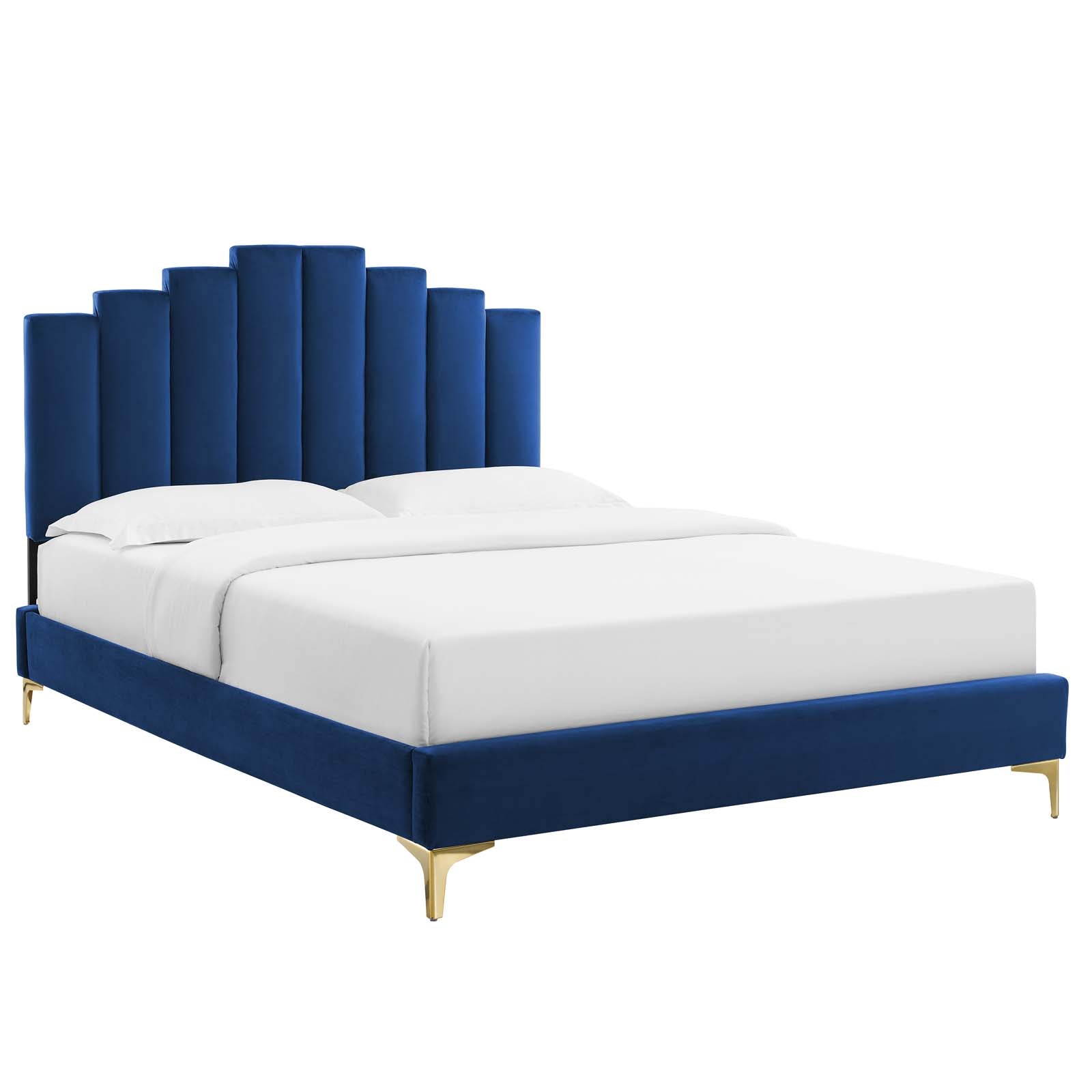 Elise Queen Performance Velvet Platform Bed - East Shore Modern Home Furnishings