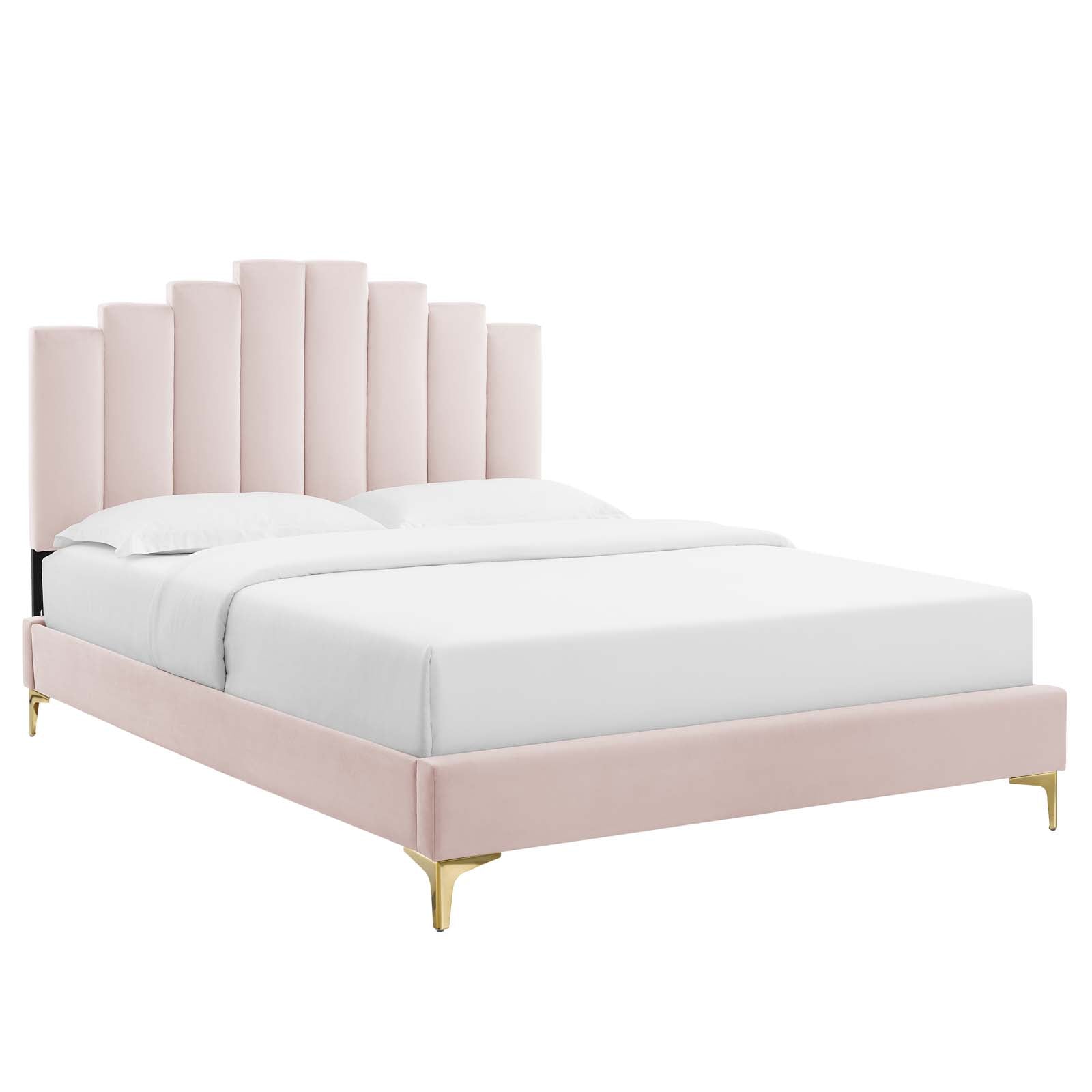 Elise Queen Performance Velvet Platform Bed - East Shore Modern Home Furnishings